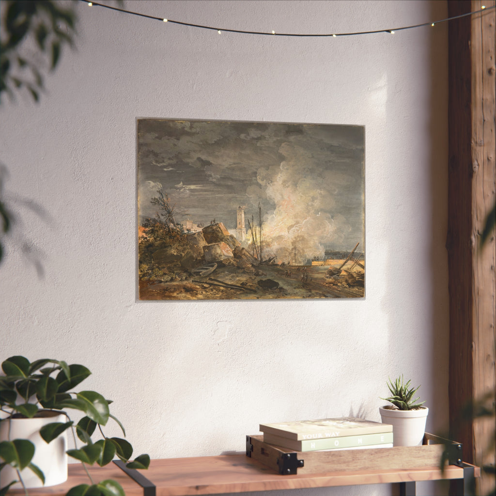Louis Gabriel Moreau - Fire in the Port | Fine Art Poster