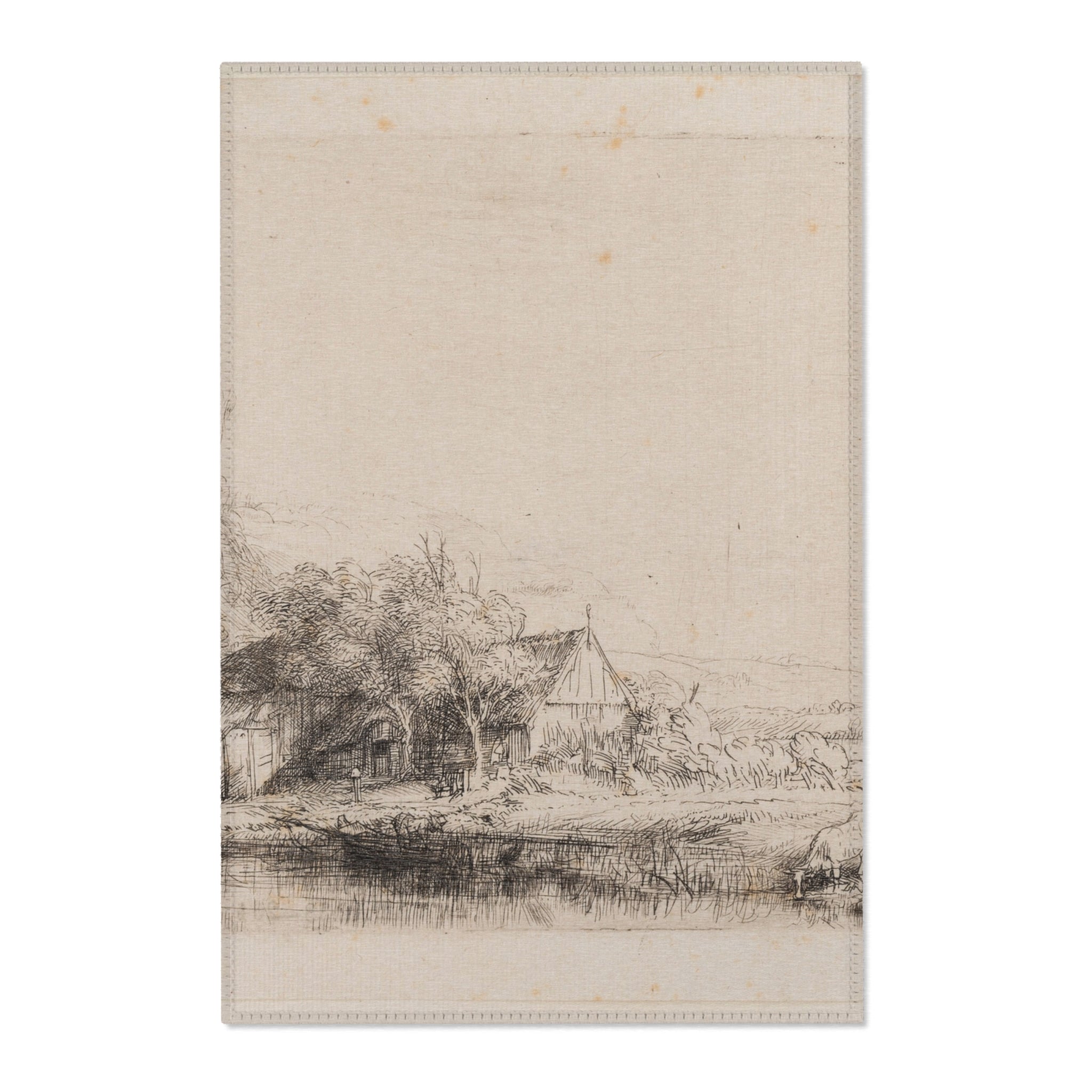 Rembrandt van Rijn - Landscape with a Cow Drinking | Area Rug