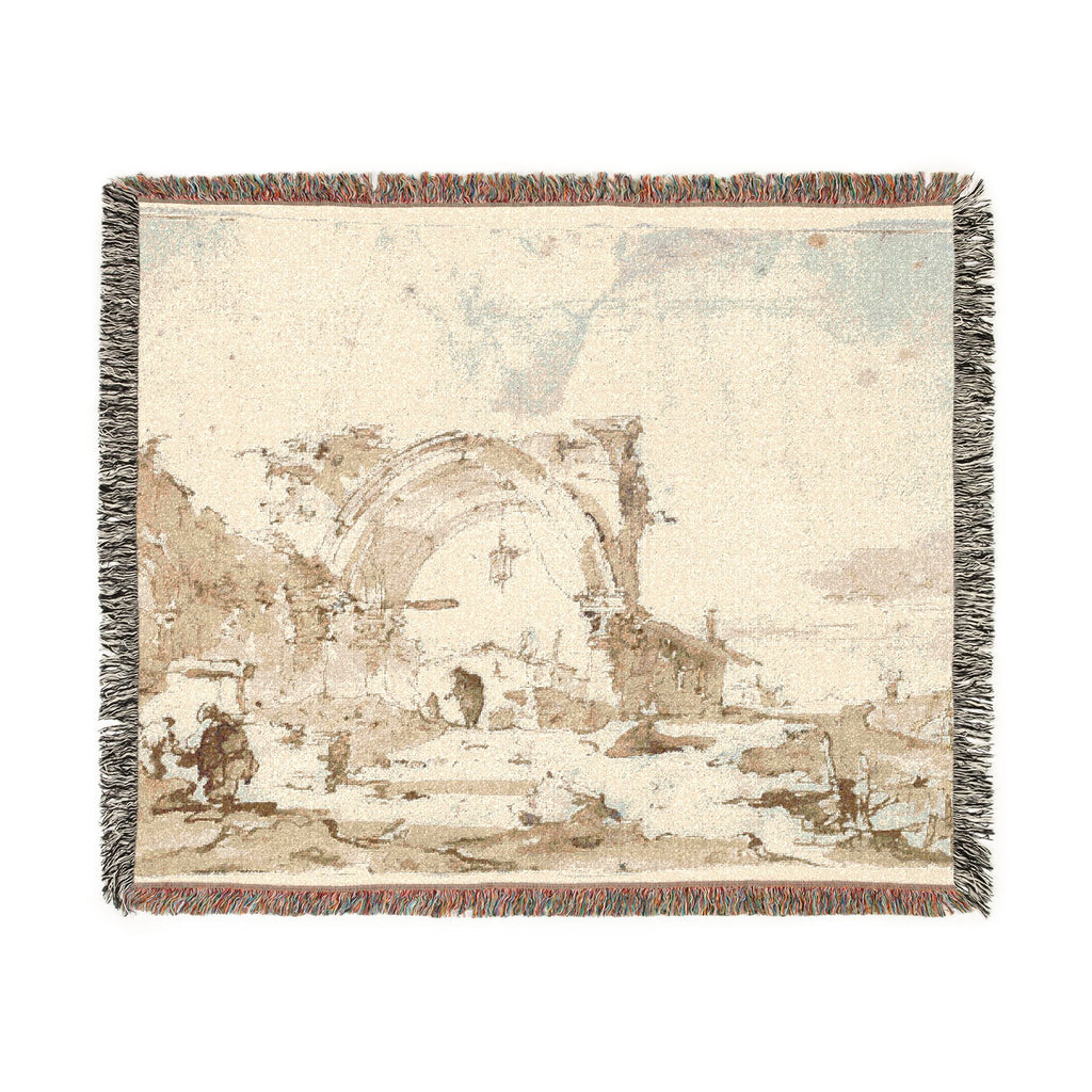 Francesco Guardi - A Capriccio with a Ruined Gothic Arch | Woven Tapestry Blanket