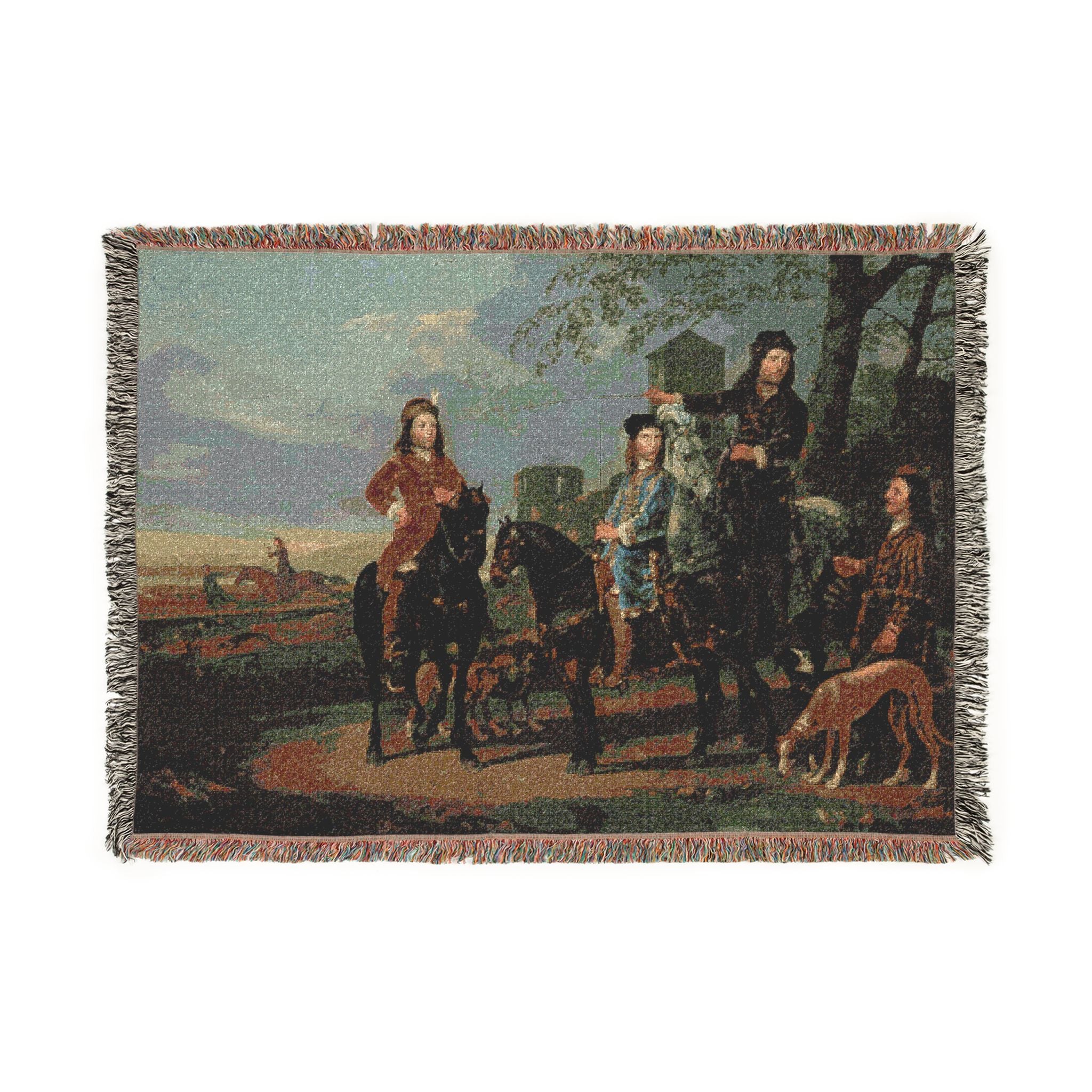 Equestrian Portrait of Cornelis (1639–1680) and Michiel Pompe van Meerdervoort (1638–1653) with Their Tutor and Coachman | Woven Tapestry Blanket