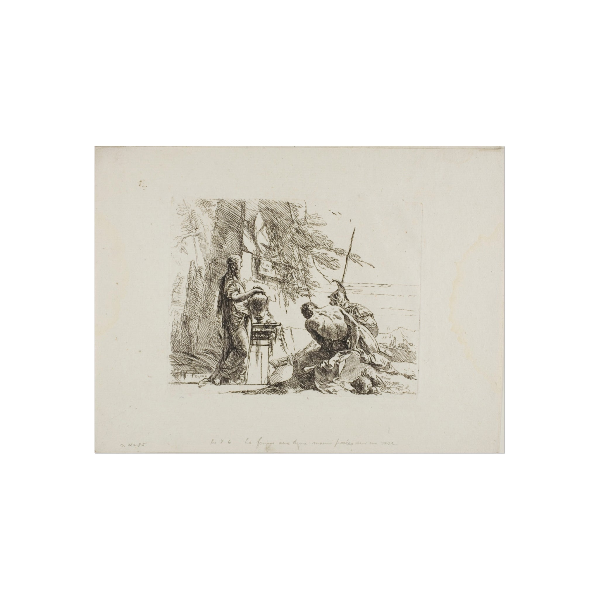 Giovanni Battista Tiepolo - A Woman with her Hands on a Vase, Soldier, and Slave, from Capricci | Fine Art Poster