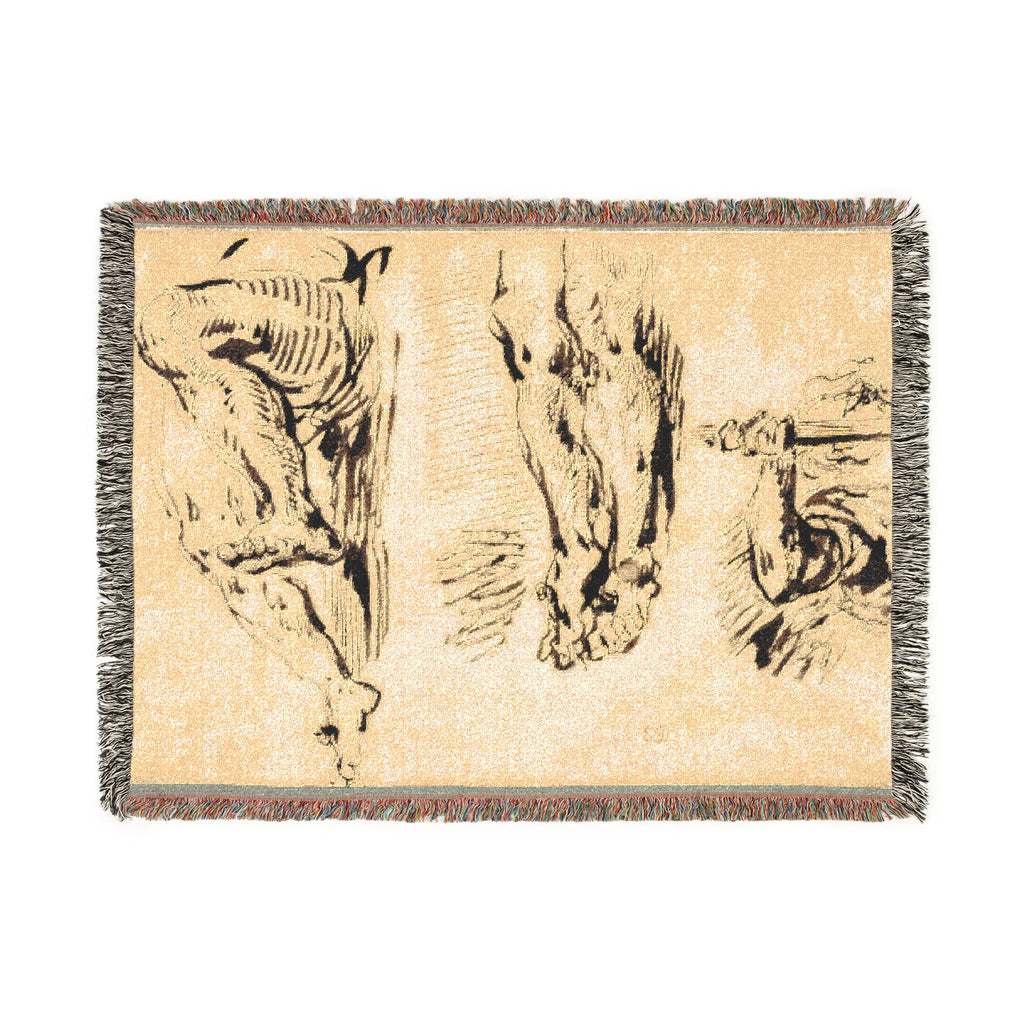Eugène Delacroix - Study of Arms and Legs of Christ Crucified | Woven Tapestry Blanket