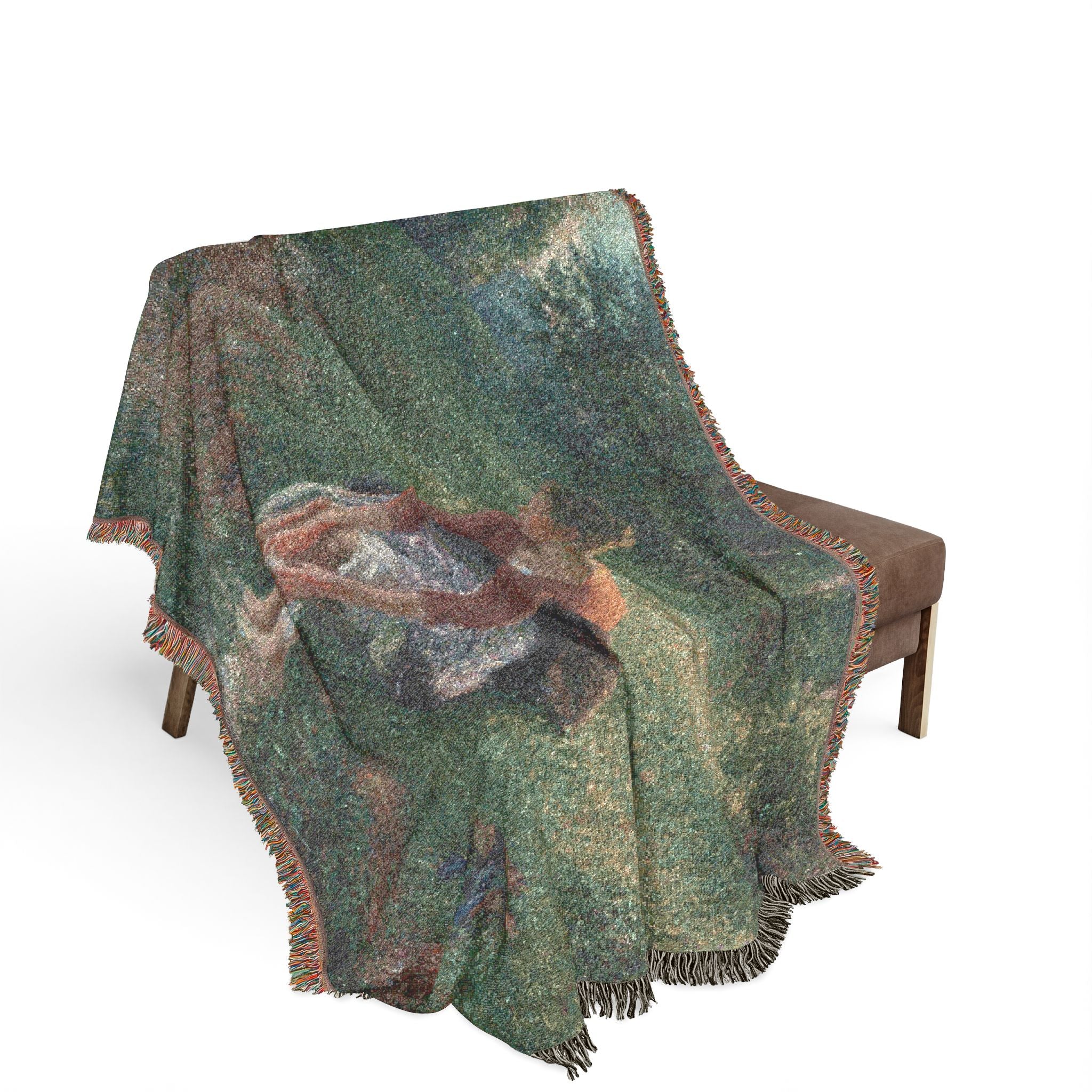 Woman Bathing Her Feet in a Brook Camille Pissarro Tapestry Blanket