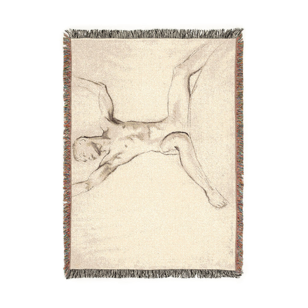 John Singer Sargent - Seated Male Nude, Arms Uplifted | Woven Tapestry Blanket