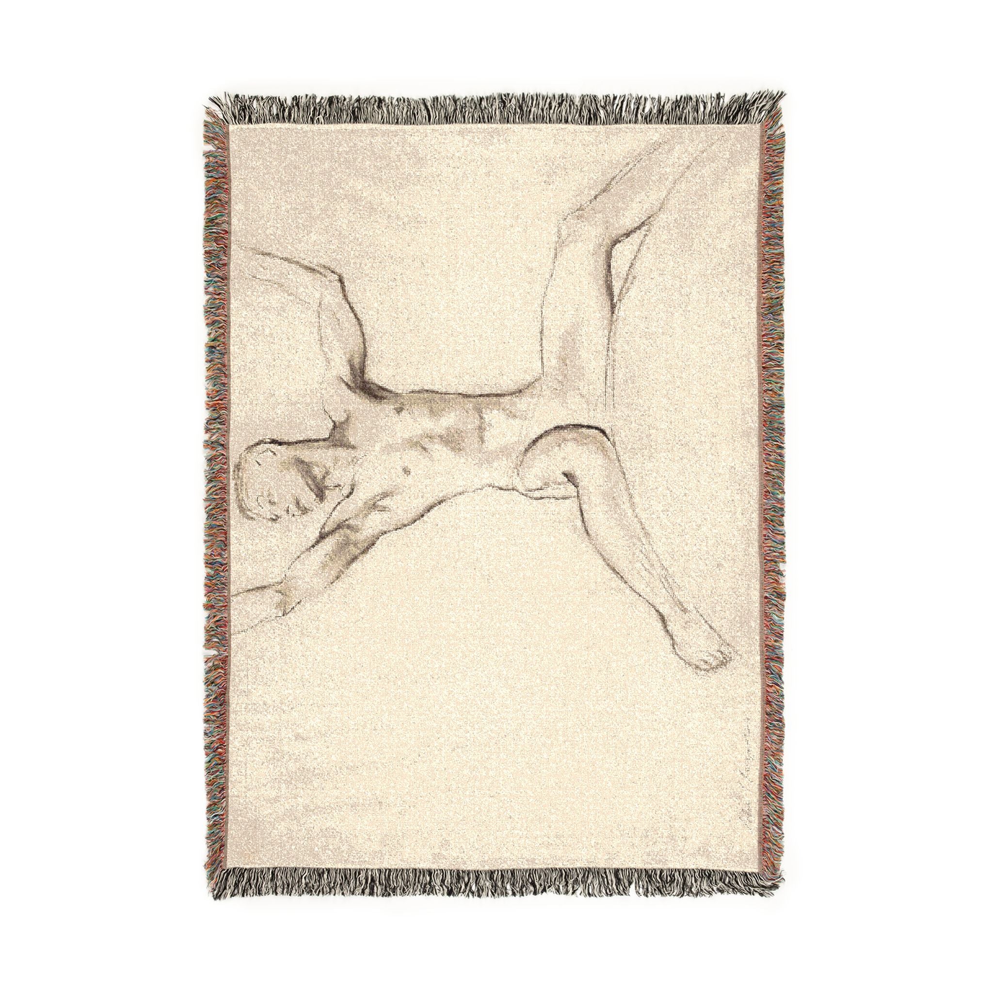 John Singer Sargent - Seated Male Nude, Arms Uplifted | Woven Tapestry Blanket