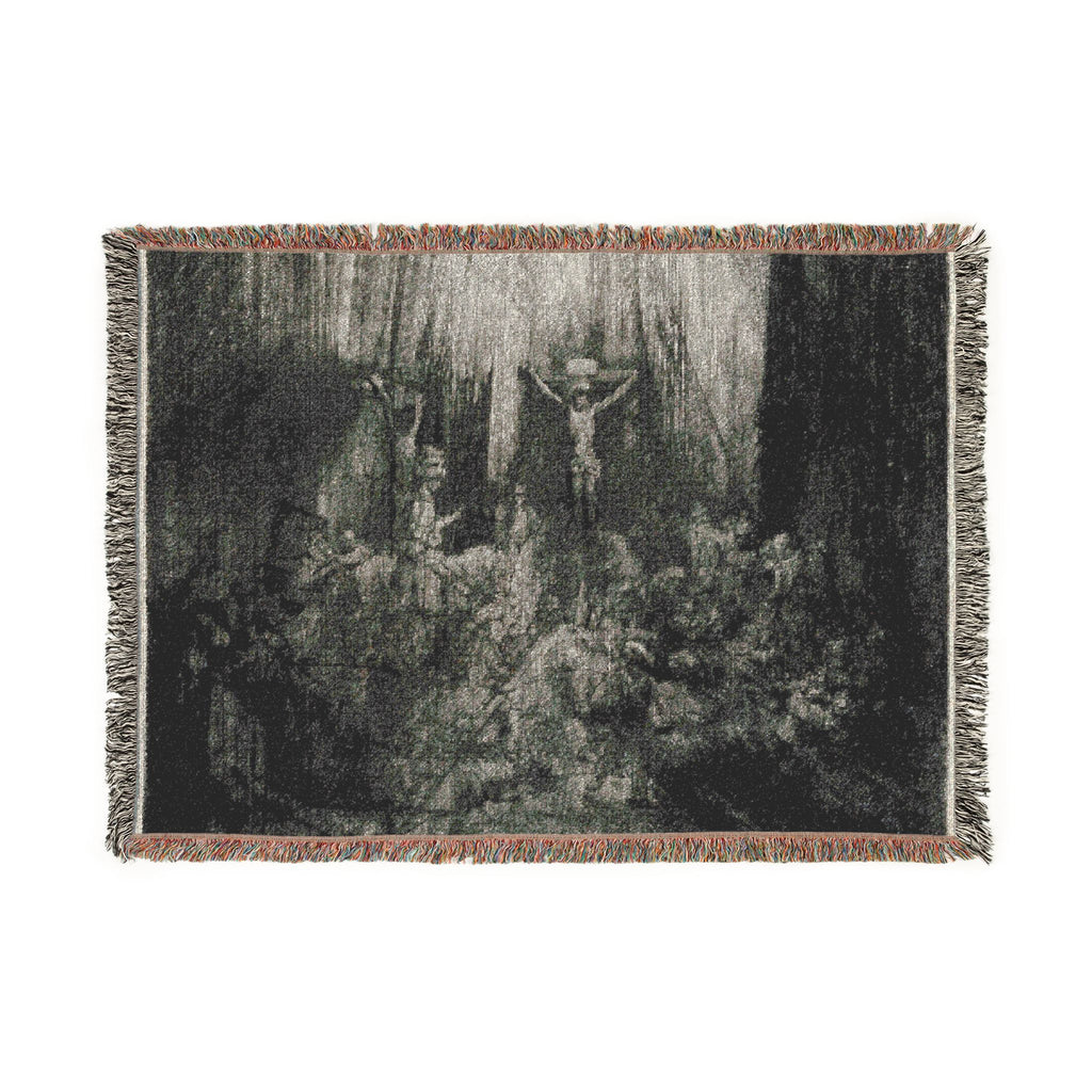 Rembrandt van Rijn - Christ Crucified between the Two Thieves The Three Crosses | Woven Tapestry Blanket