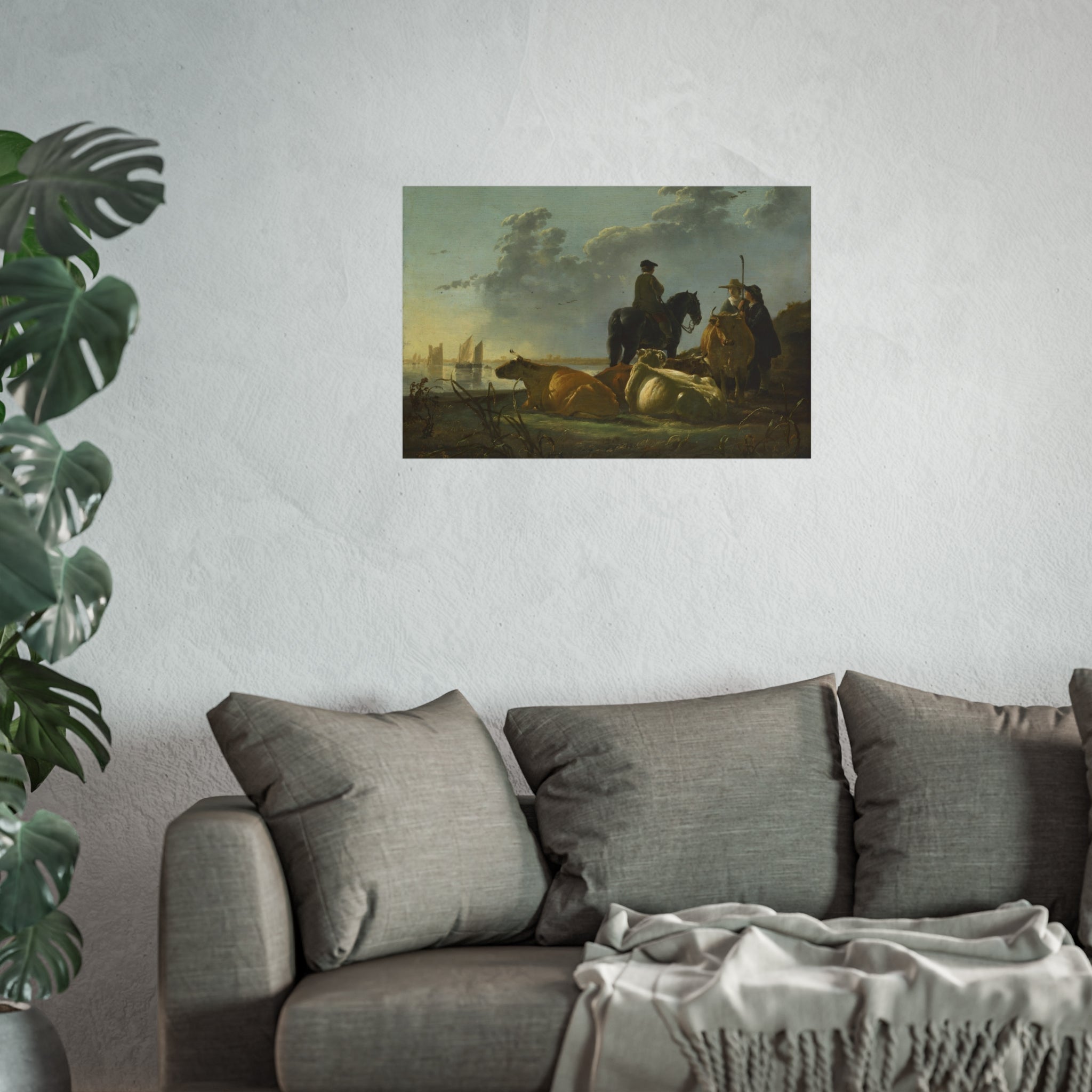 Aelbert Cuyp - Peasants with Four Cows by the River Merwede - WGA5825 | Fine Art Poster