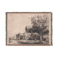 Rembrandt van Rijn - Landscape with Three Gabled Cottages Beside a Road | Woven Tapestry Blanket