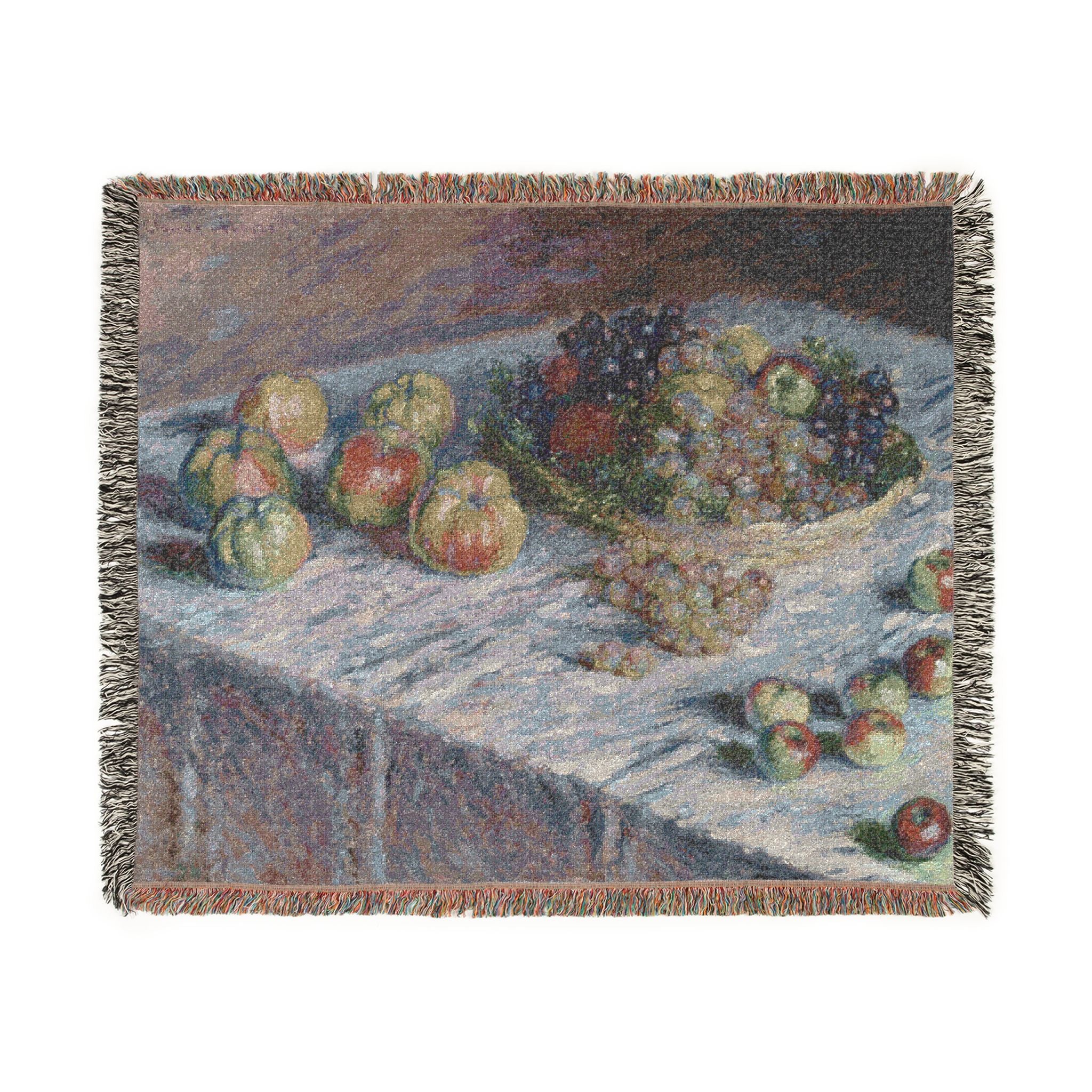 Apples and Grapes Claude Monet Tapestry Blanket