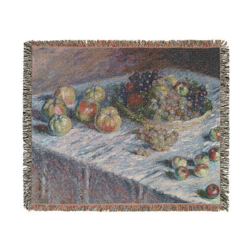 Apples and Grapes Claude Monet Tapestry Blanket
