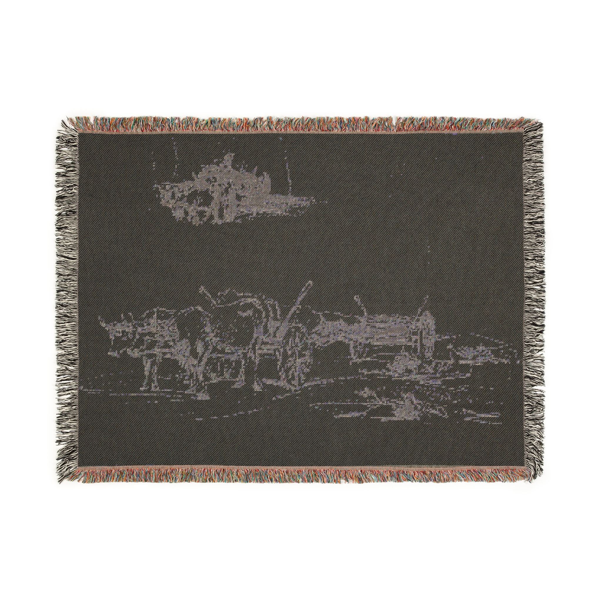 Charles François Daubigny - Two Sketches of Oxen Hauling a Log | Woven Tapestry Blanket