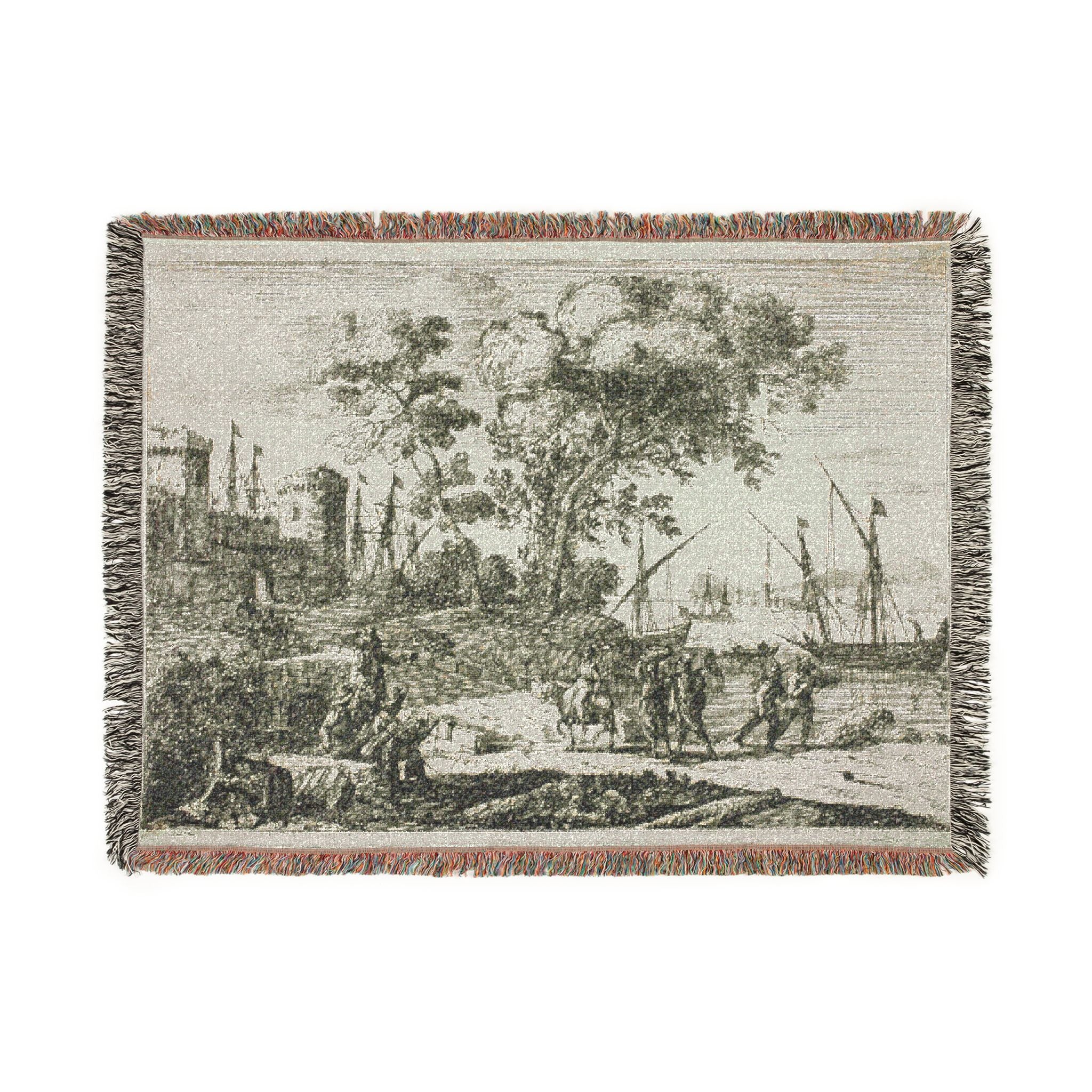 Claude Lorrain - Coast Scene with an Artist Drawing | Woven Tapestry Blanket