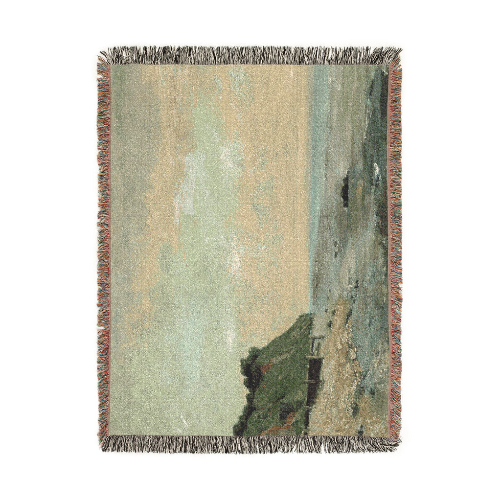 Gustave Courbet - Cliffs on the Sea Coast Small Beach, Sunrise (Falaise au bord de la mer, vu Petite Plage, soleil levan | Woven Tapestry Blanket