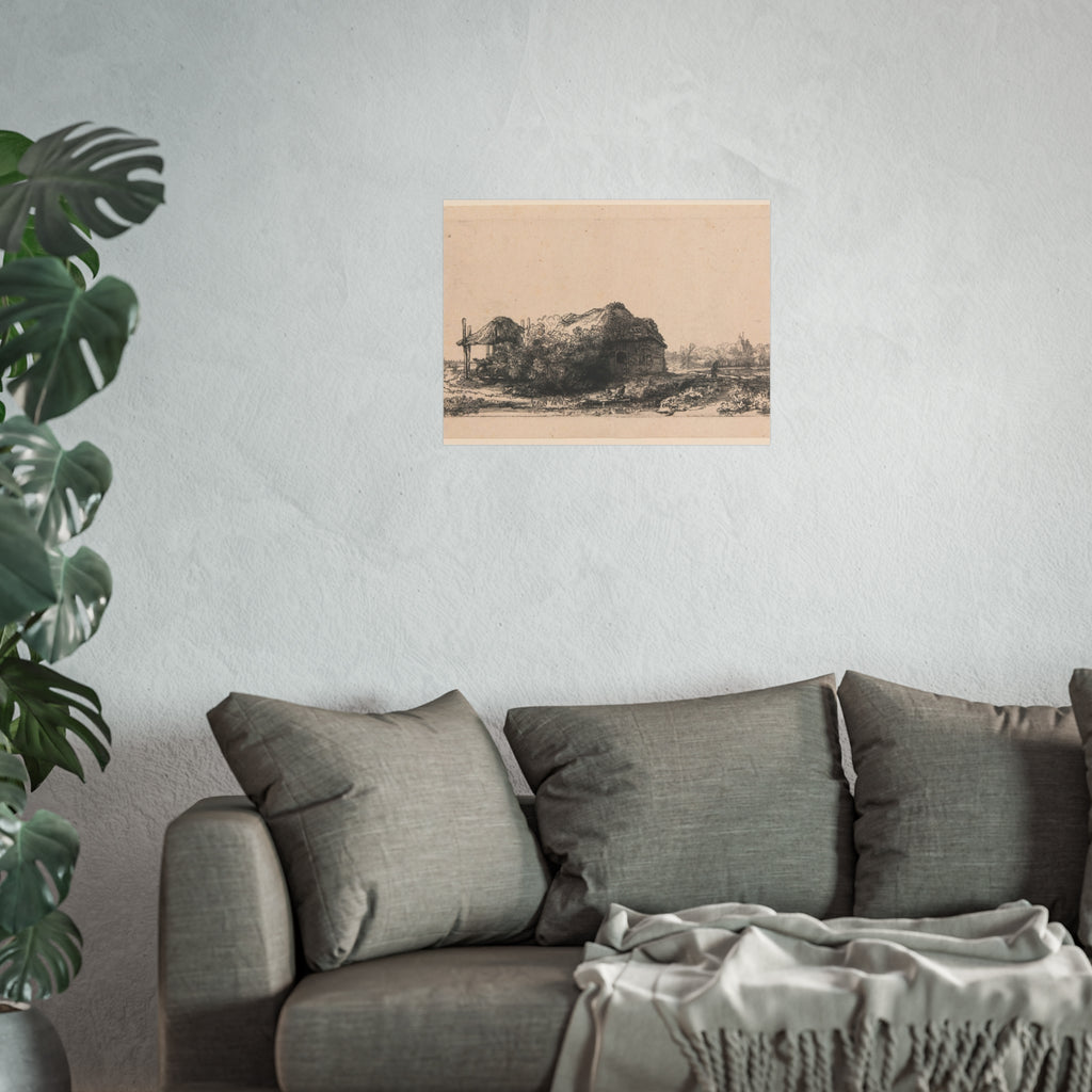 Rembrandt van Rijn - Landscape with Cottages and a Hay Barn Oblong | Fine Art Poster