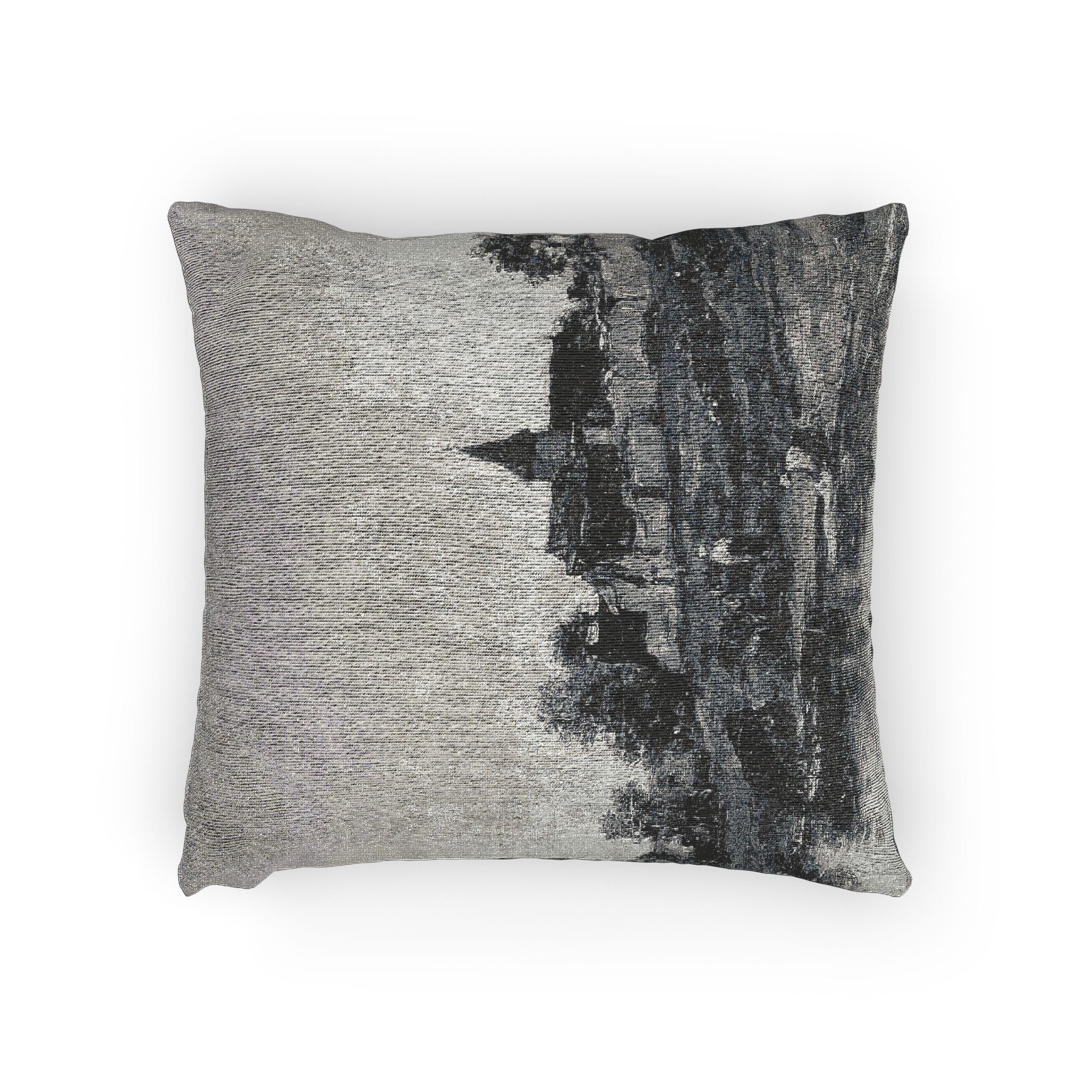 Charles François Daubigny - On the Bank of the Seine at Portejoie | Woven Pillow
