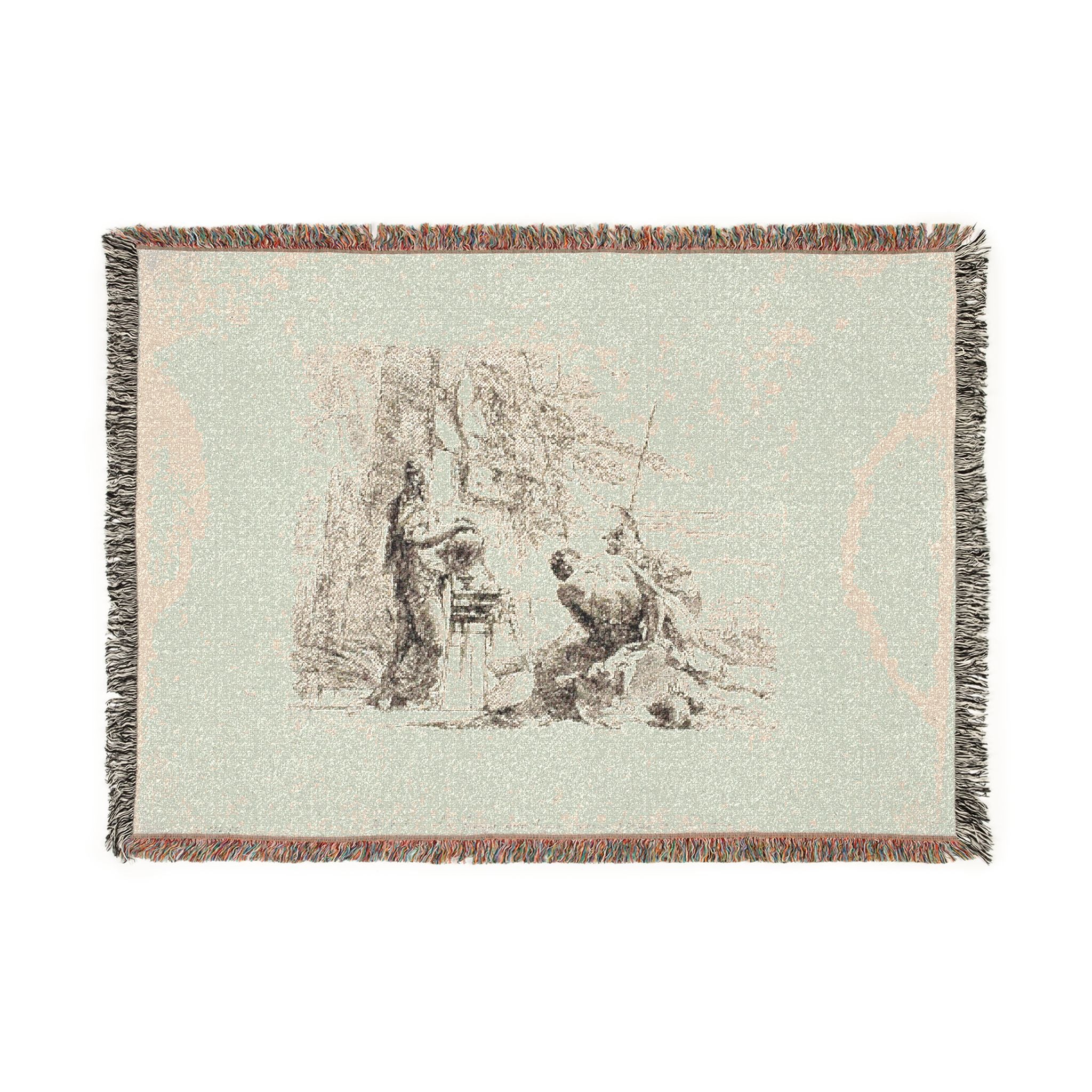 Giovanni Battista Tiepolo - A Woman with her Hands on a Vase, Soldier, and Slave, from Capricci | Woven Tapestry Blanket