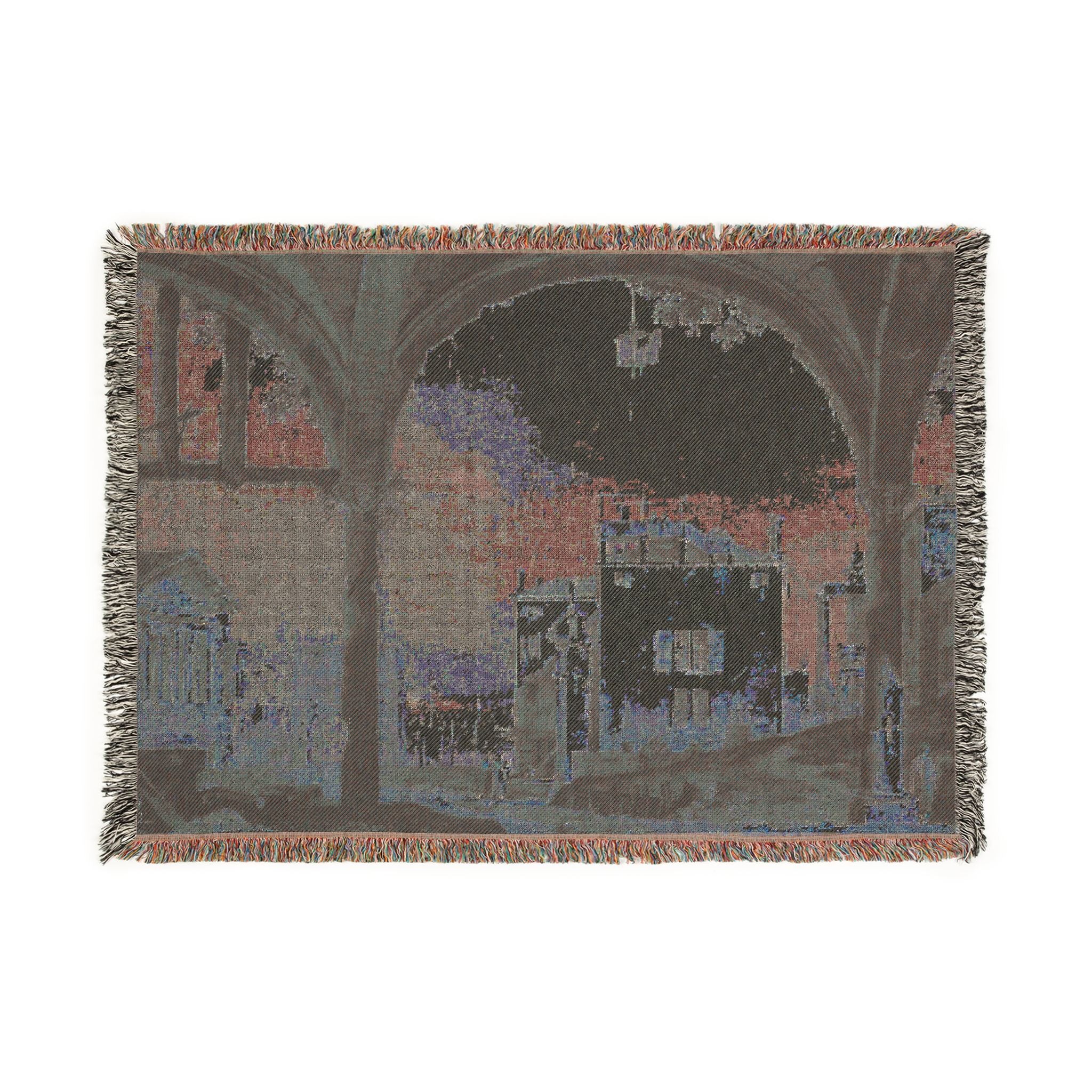 Follower of Canaletto - Portico with a Lantern | Woven Tapestry Blanket