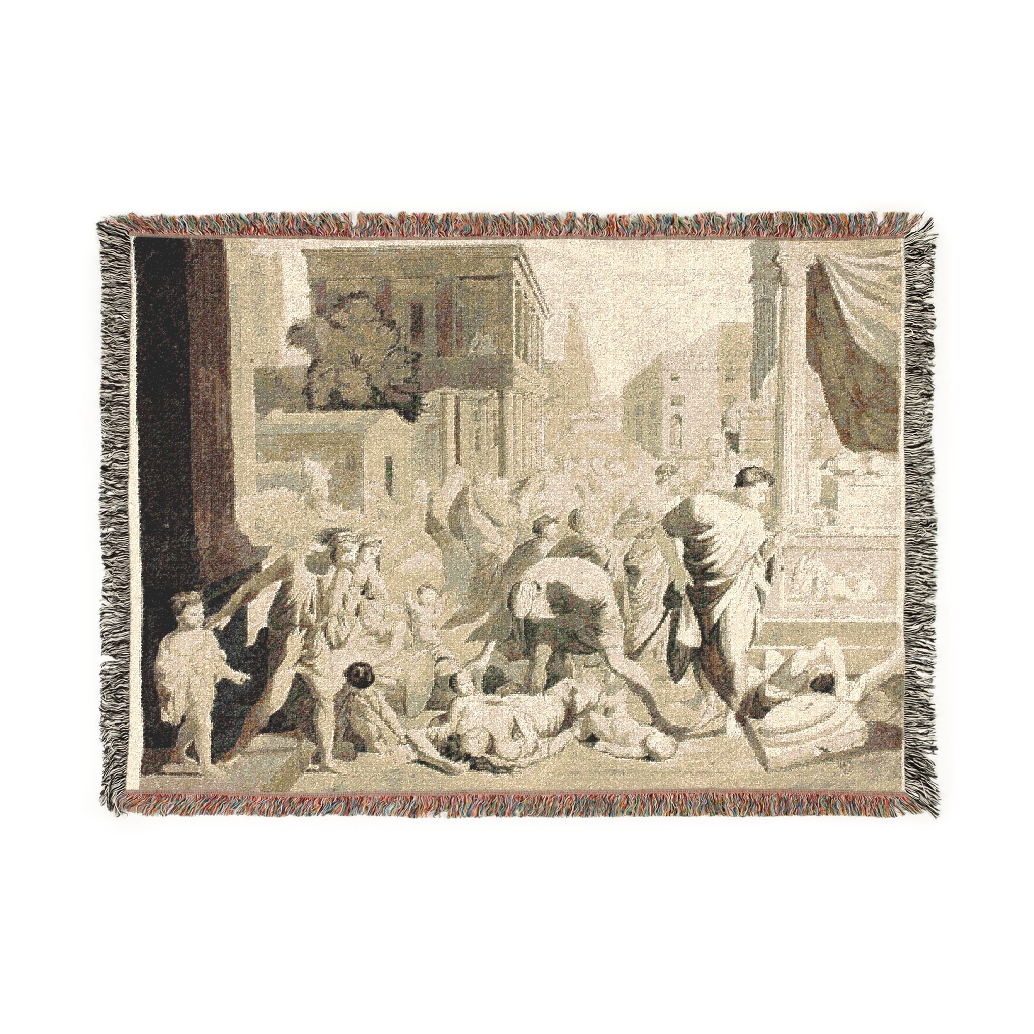 Nicolas Poussin - Plague of Ashdod | Woven Tapestry Blanket