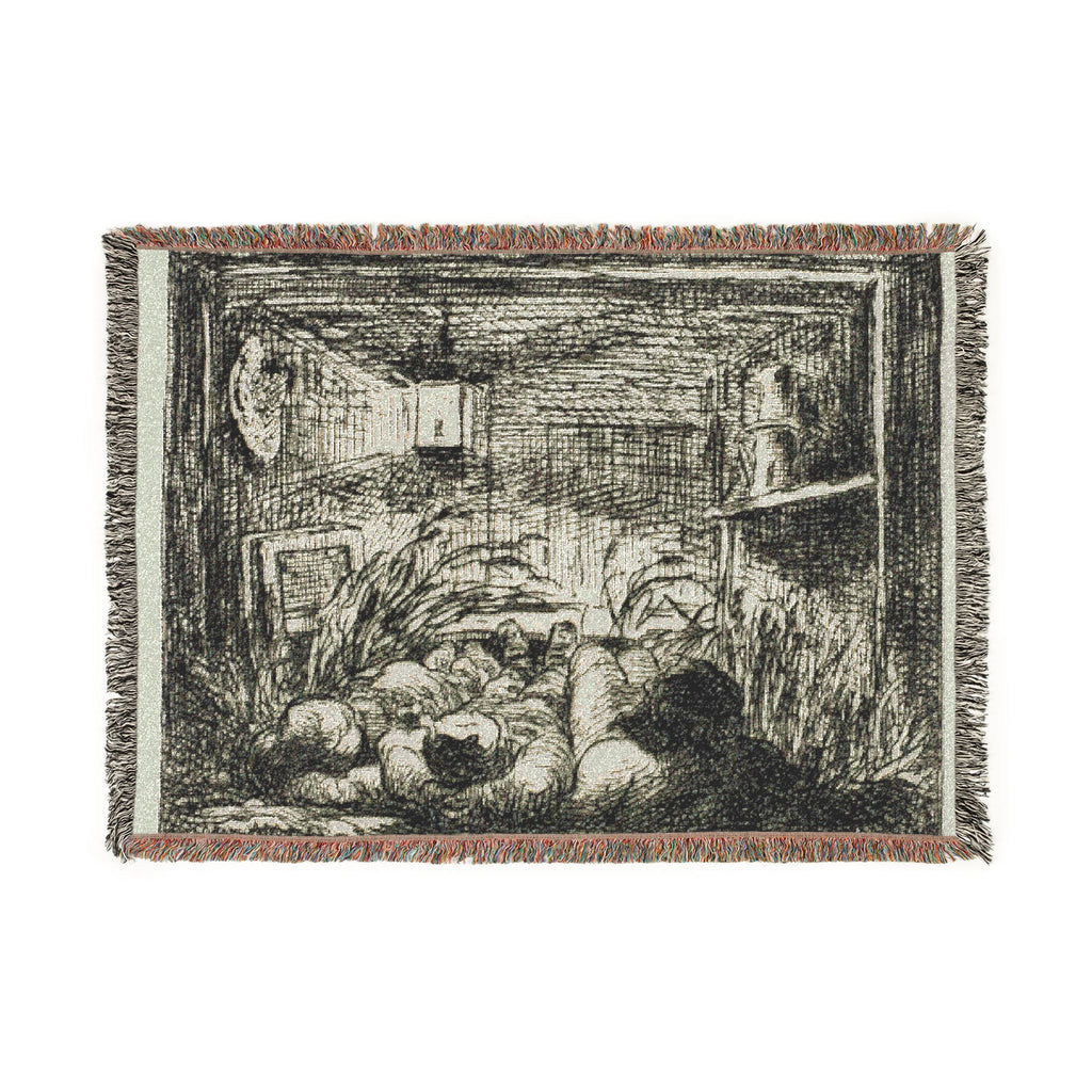 Charles François Daubigny - Bedding Down on the Boat (Night on the boat) | Woven Tapestry Blanket