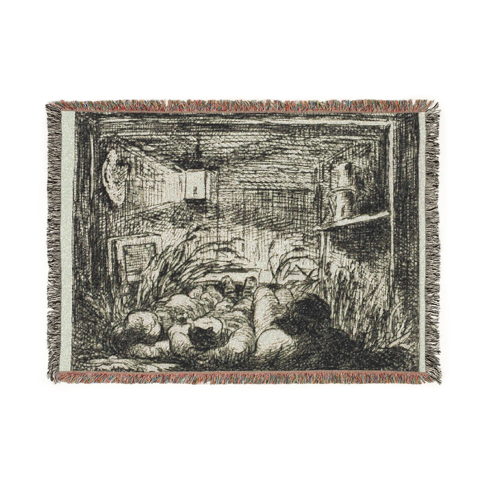 Charles François Daubigny - Bedding Down on the Boat (Night on the boat) | Woven Tapestry Blanket