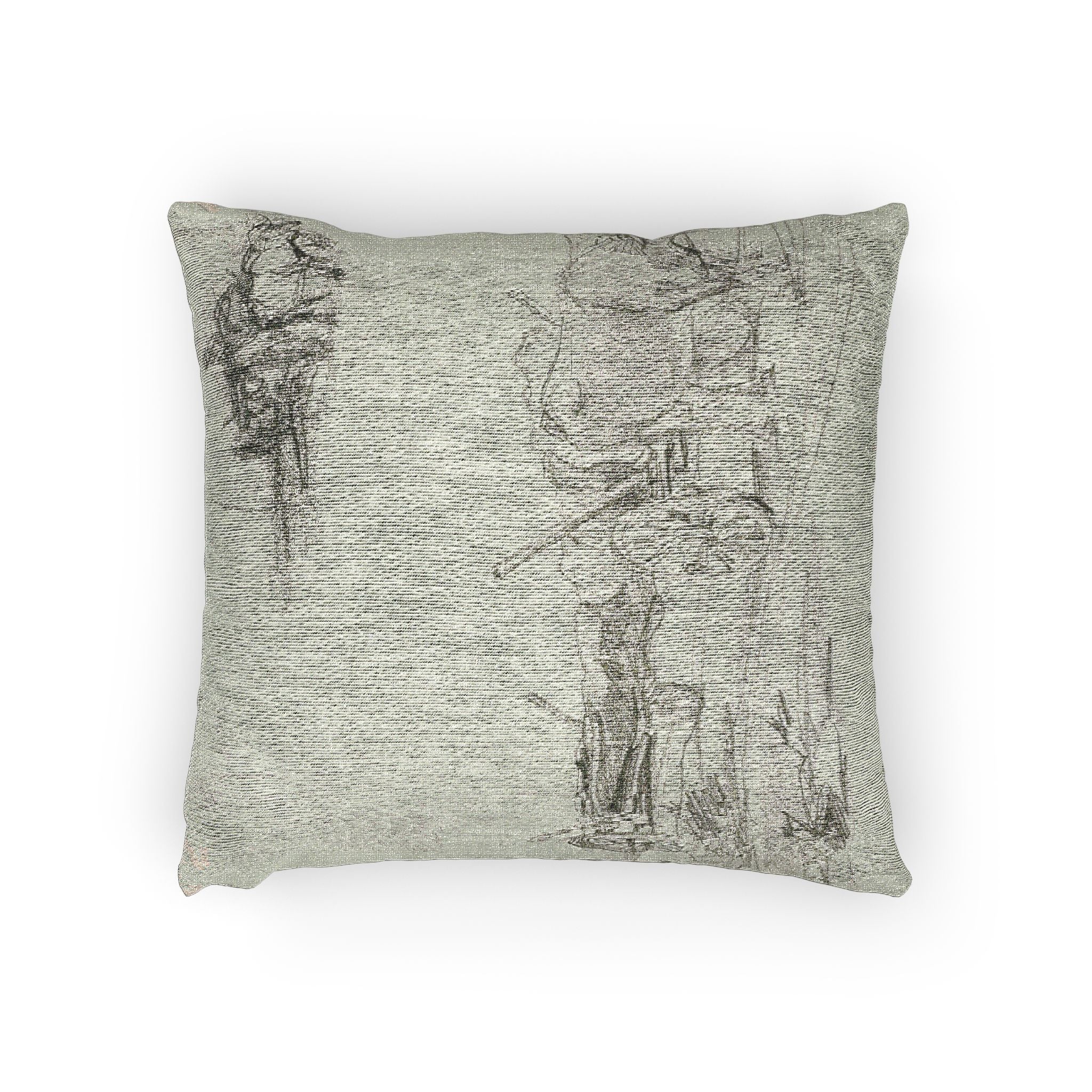 Charles François Daubigny - Two Sketches of Oxen Hauling a Log | Woven Pillow