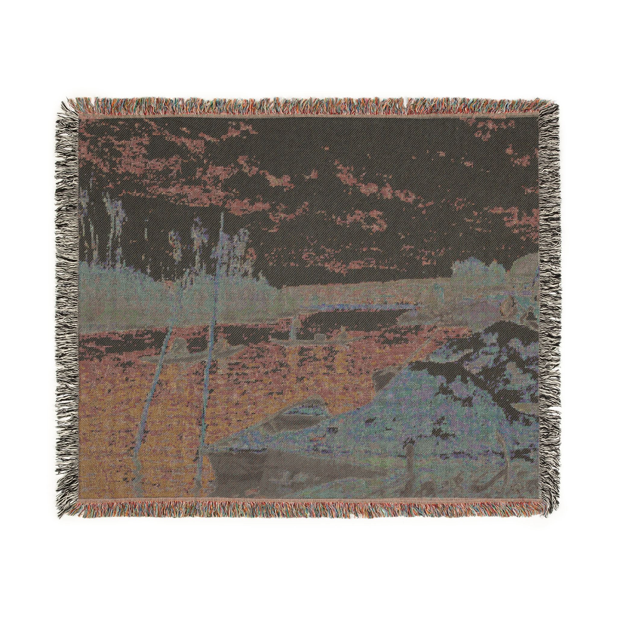 Alfred Sisley - The Seine at Port-Marly, Piles of Sand | Woven Tapestry Blanket