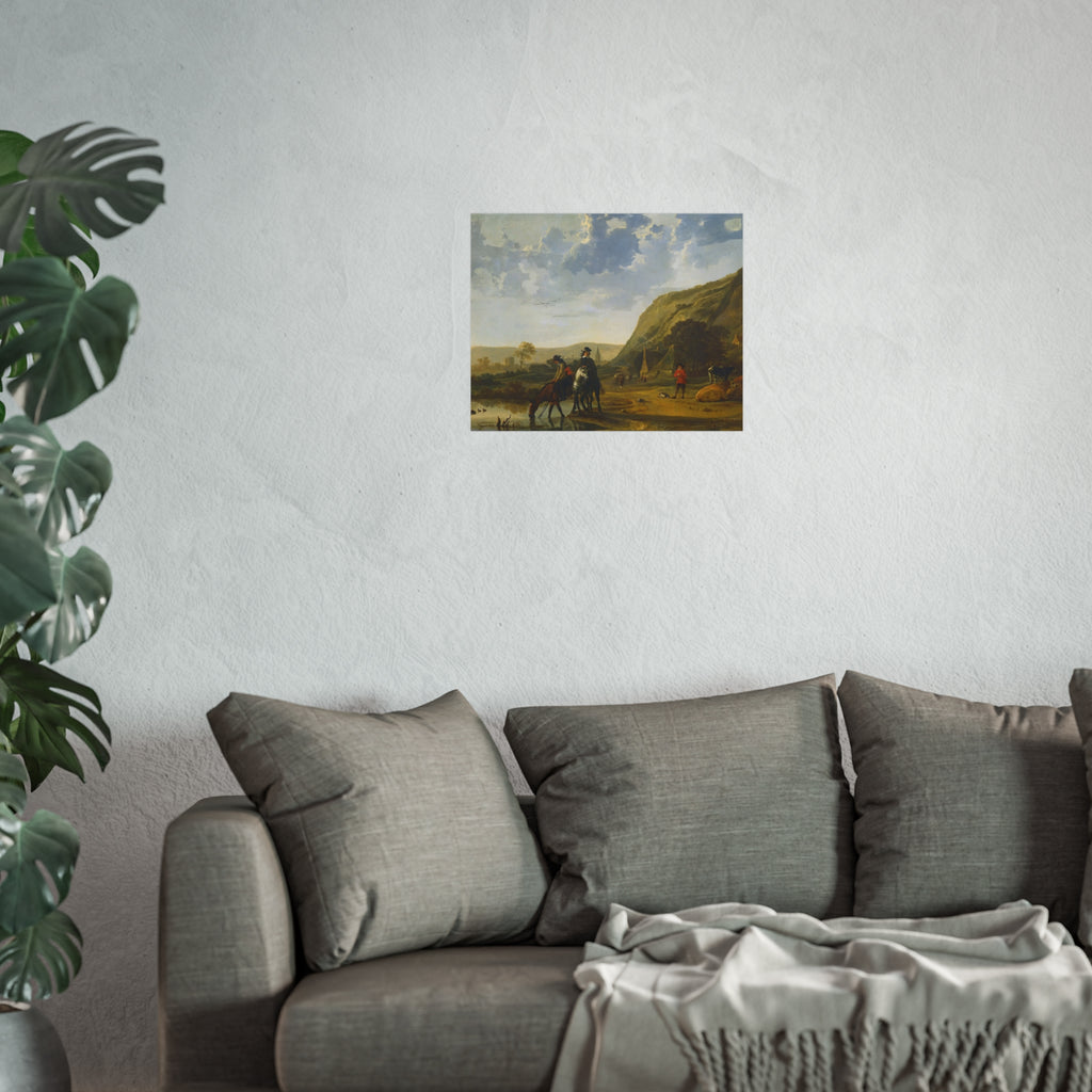 Aelbert Cuyp - Rivierlandschap met ruiters - Google Art Project | Fine Art Poster