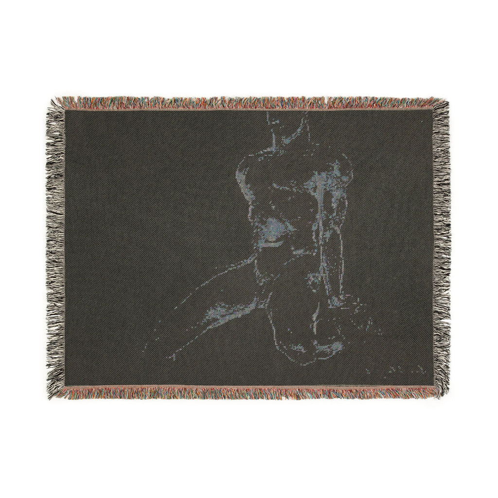 John Singer Sargent - Seated Male Nude with Extended Leg (recto); Sketch of Kneeling Male Nude and Divided Circle (verso | Woven Tapestry Blanket