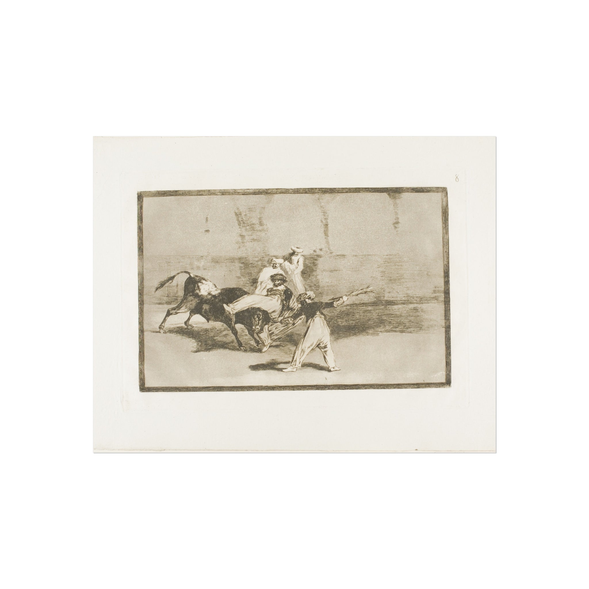 Francisco José de Goya y Lucientes - A Moor Caught by the Bull in the Ring, plate 8 from The Art of Bullfighting | Fine Art Poster
