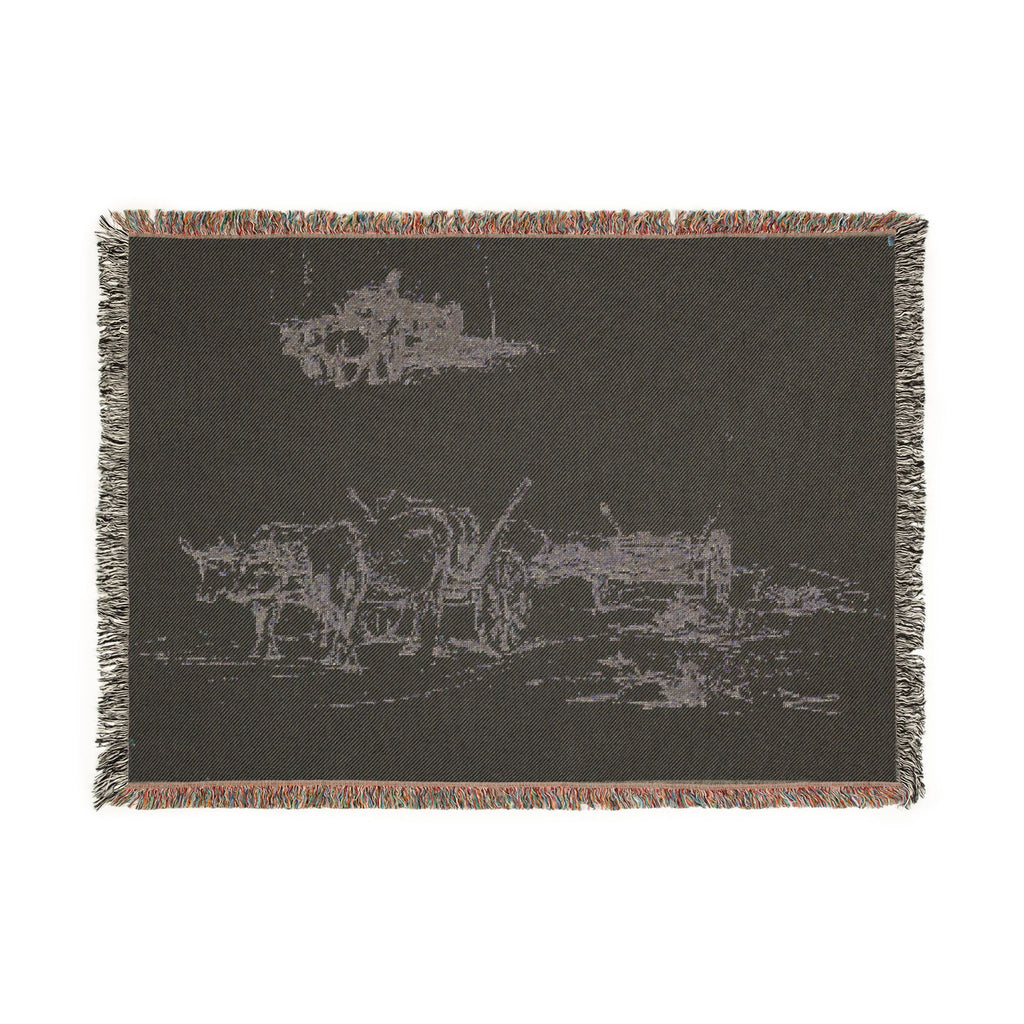 Charles François Daubigny - Two Sketches of Oxen Hauling a Log | Woven Tapestry Blanket
