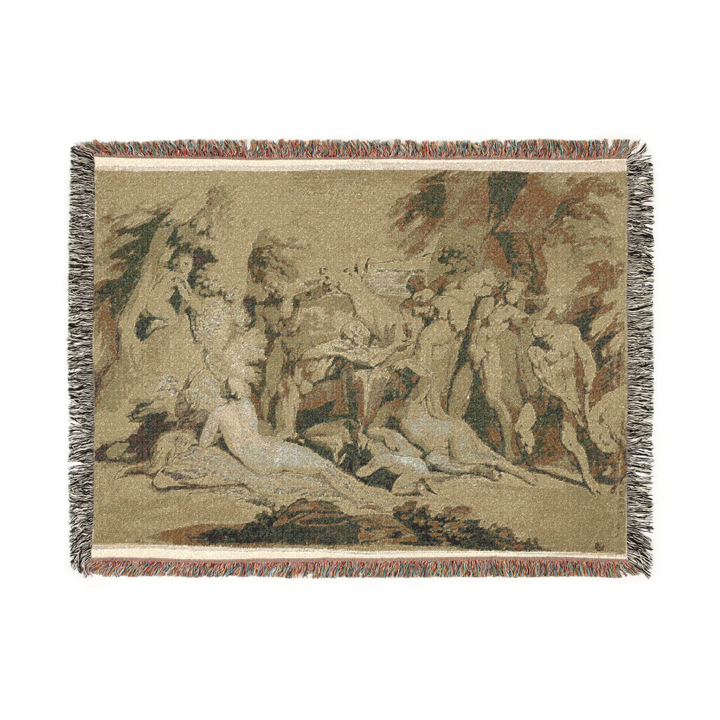 Nicolas Poussin - Drunken Silenus Satyr and Nymphs | Woven Tapestry Blanket