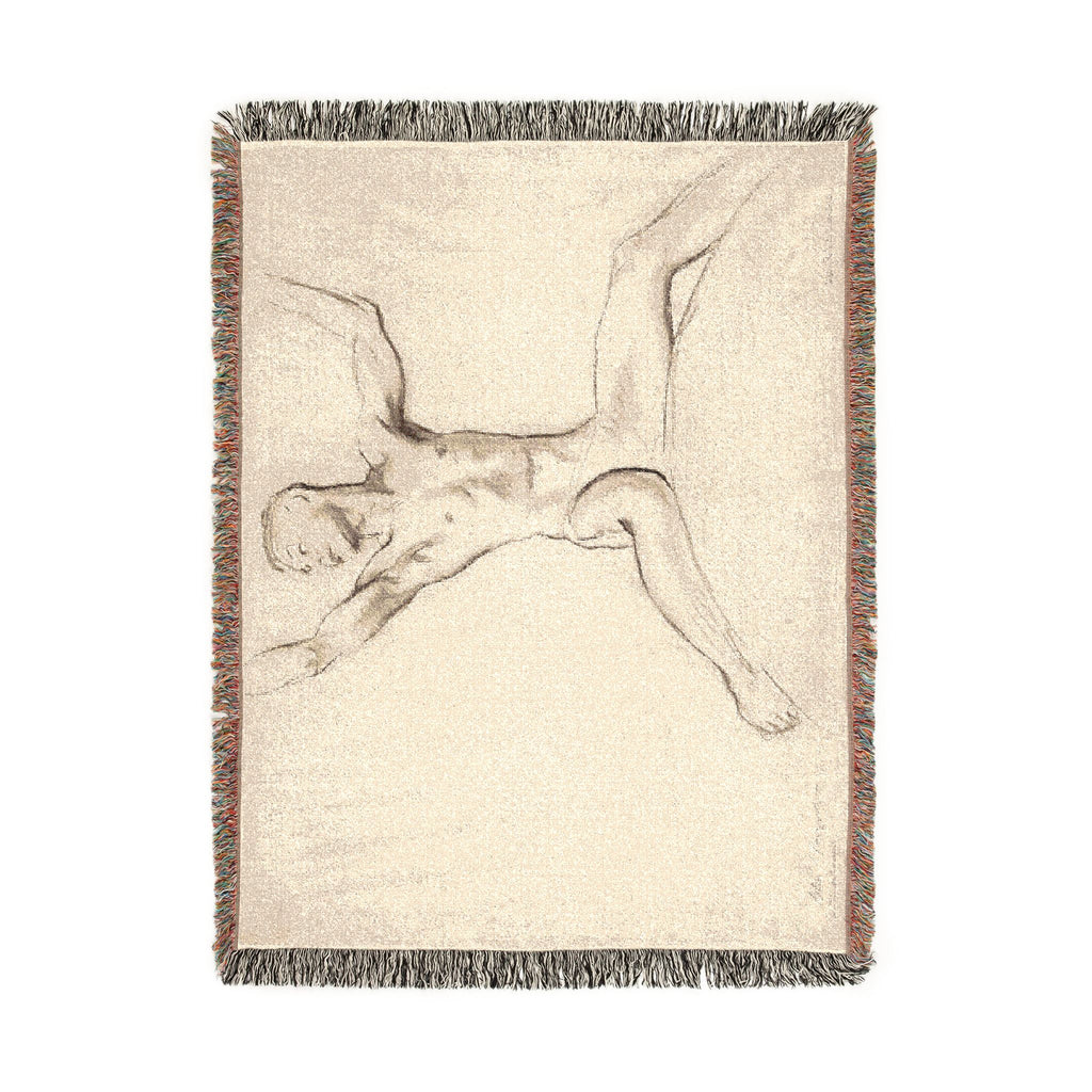 John Singer Sargent - Seated Male Nude, Arms Uplifted | Woven Tapestry Blanket