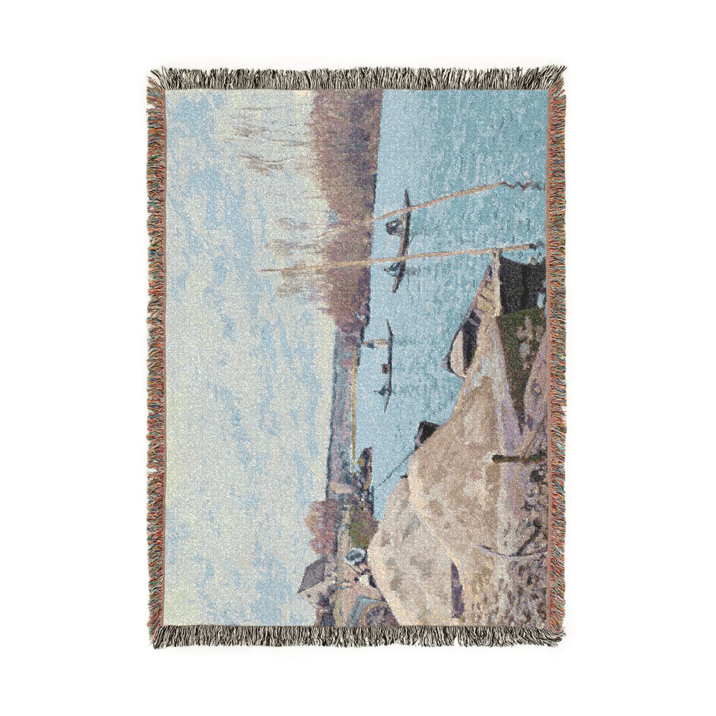 Alfred Sisley - The Seine at Port-Marly, Piles of Sand | Woven Tapestry Blanket