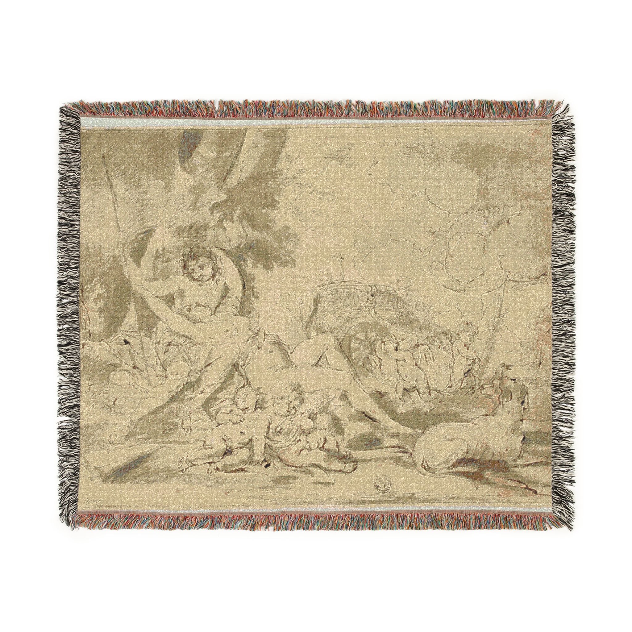 Figures, Chariot and Dog Nicolas Poussin Tapestry Blanket
