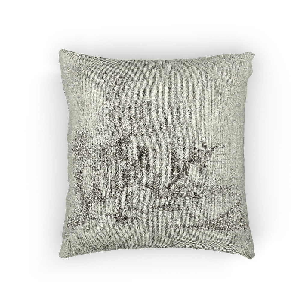 Giovanni Battista Tiepolo - A Nymph with a Small Satyr and Two Goats, from Capricci | Woven Pillow