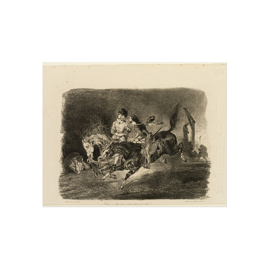 Eugène Delacroix - Faust and Mephistopheles Galloping Through the Night of the Witches' Sabbath | Fine Art Poster