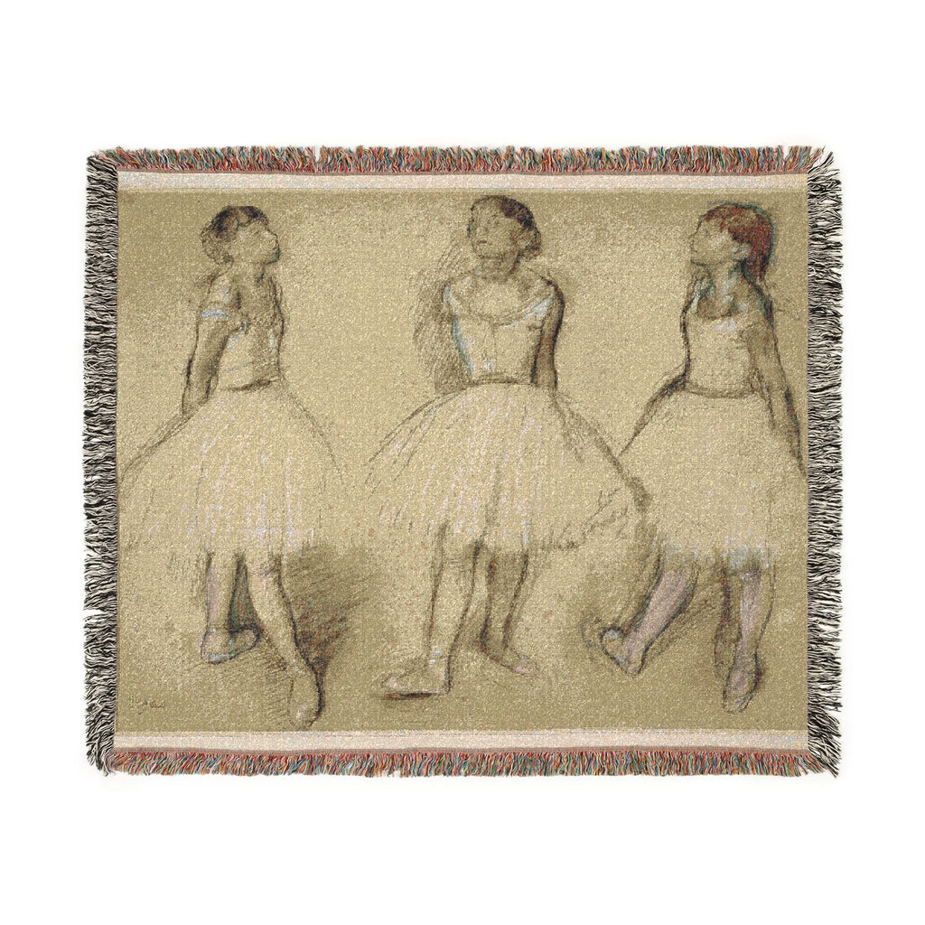 Hilaire Germain Edgar Degas - Three Studies of a Dancer in Fourth Position | Woven Tapestry Blanket