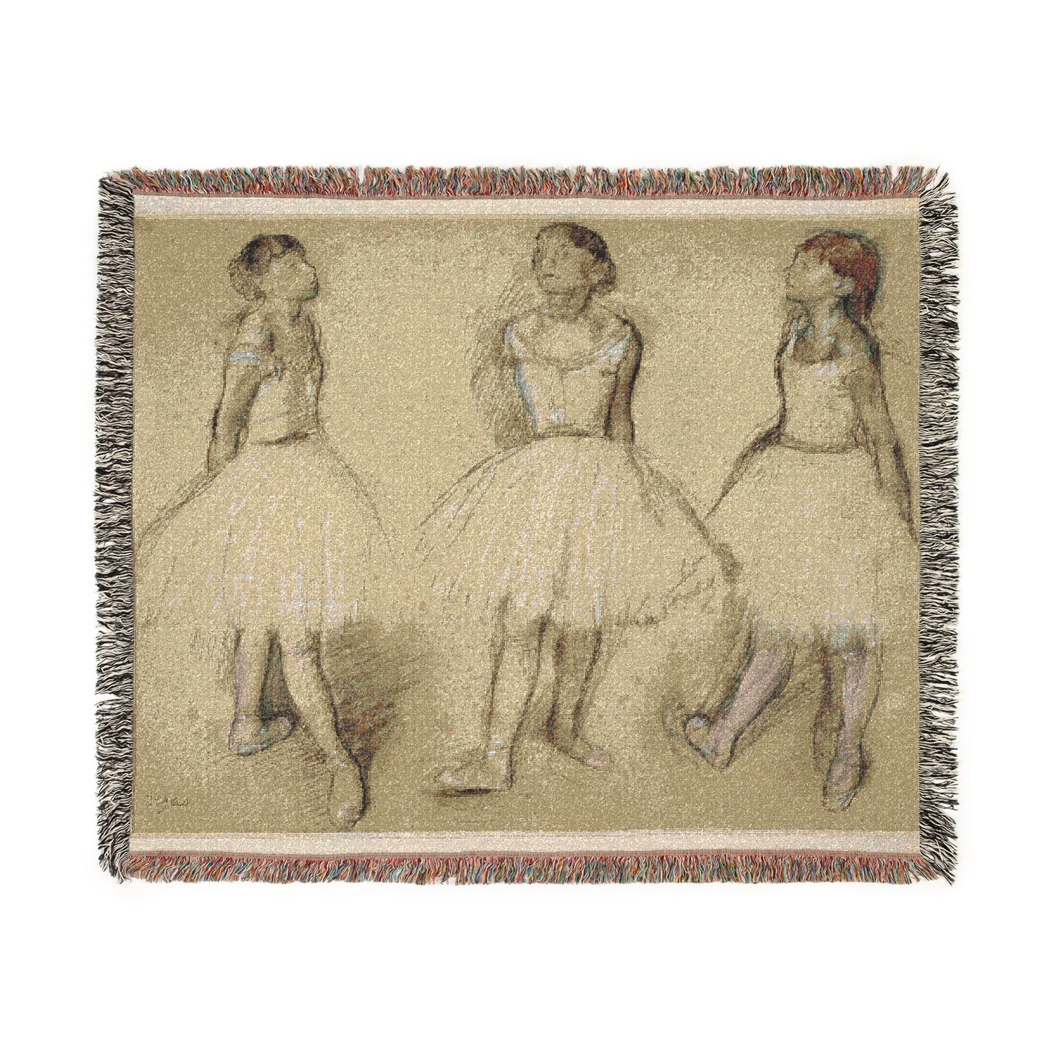 Hilaire Germain Edgar Degas - Three Studies of a Dancer in Fourth Position | Woven Tapestry Blanket