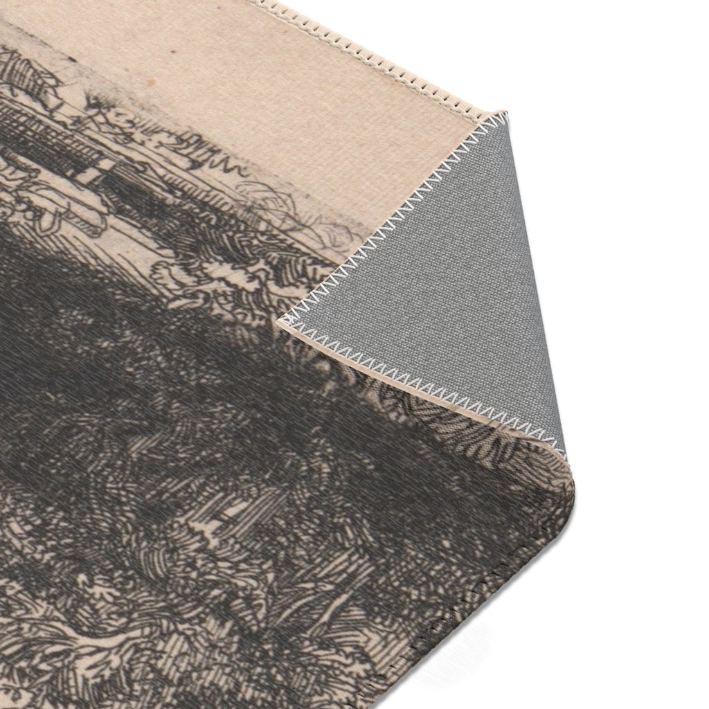Rembrandt van Rijn - Landscape with Cottages and a Hay Barn Oblong | Area Rug