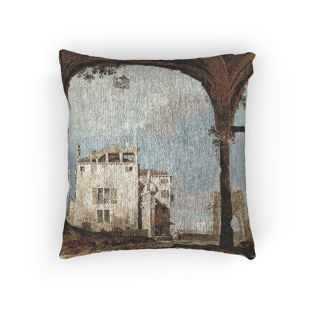 Follower of Canaletto - Portico with a Lantern | Woven Pillow