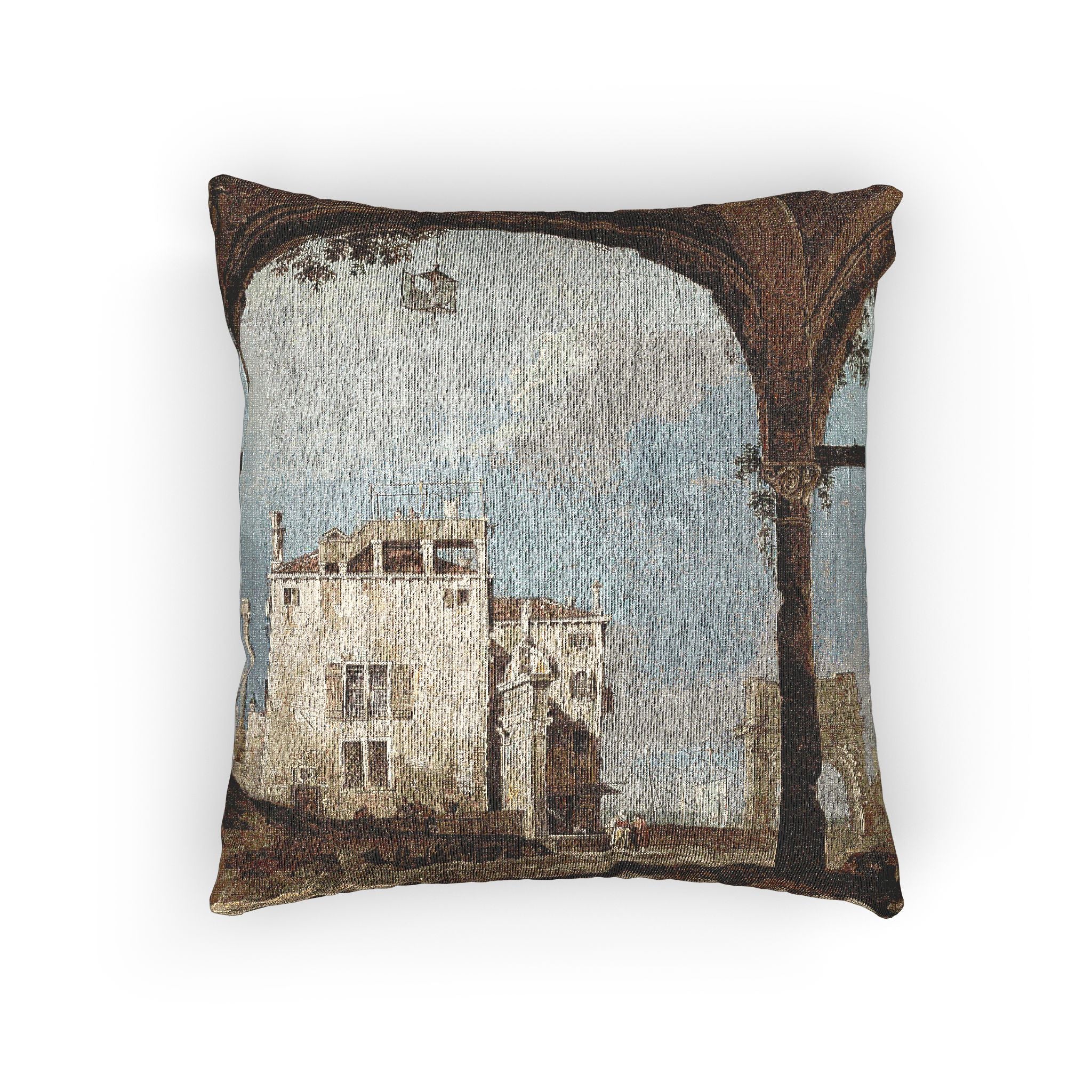 Follower of Canaletto - Portico with a Lantern | Woven Pillow