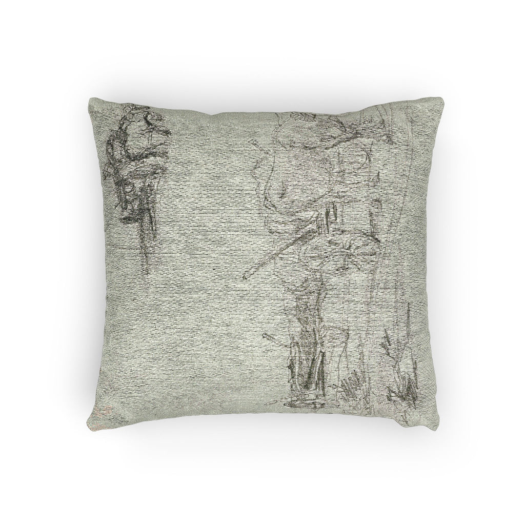 Charles François Daubigny - Two Sketches of Oxen Hauling a Log | Woven Pillow