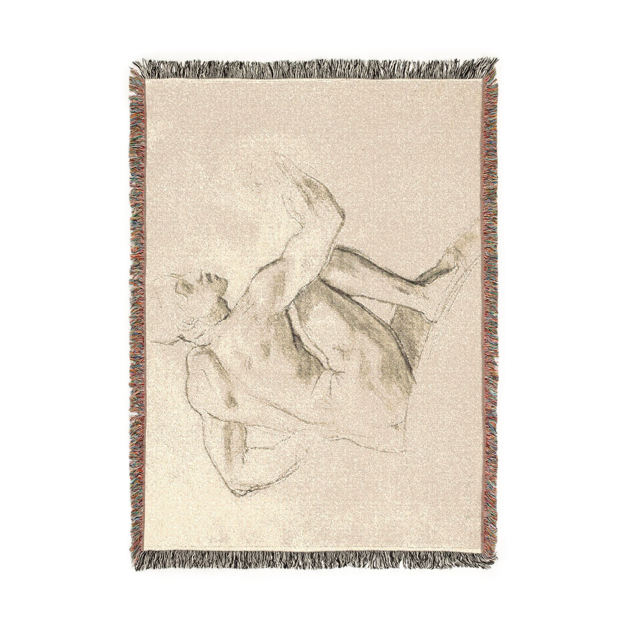 John Singer Sargent - Seated Male Nude | Woven Tapestry Blanket