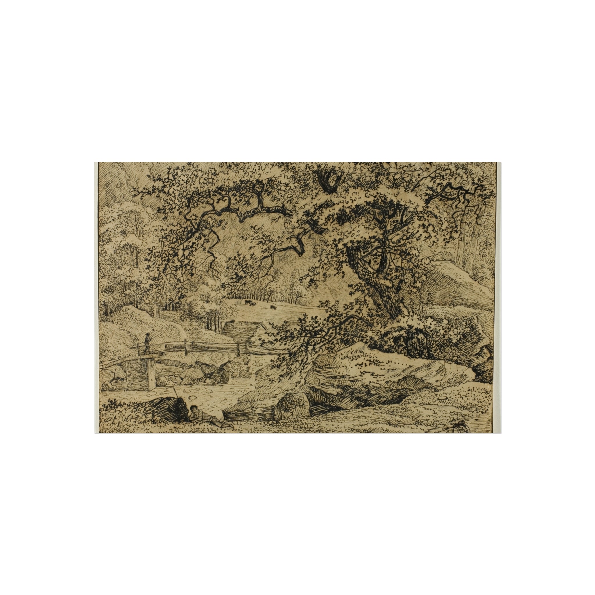 Jacob van Ruisdael - Landscape with Figure Resting Under Tree by Stream | Fine Art Poster