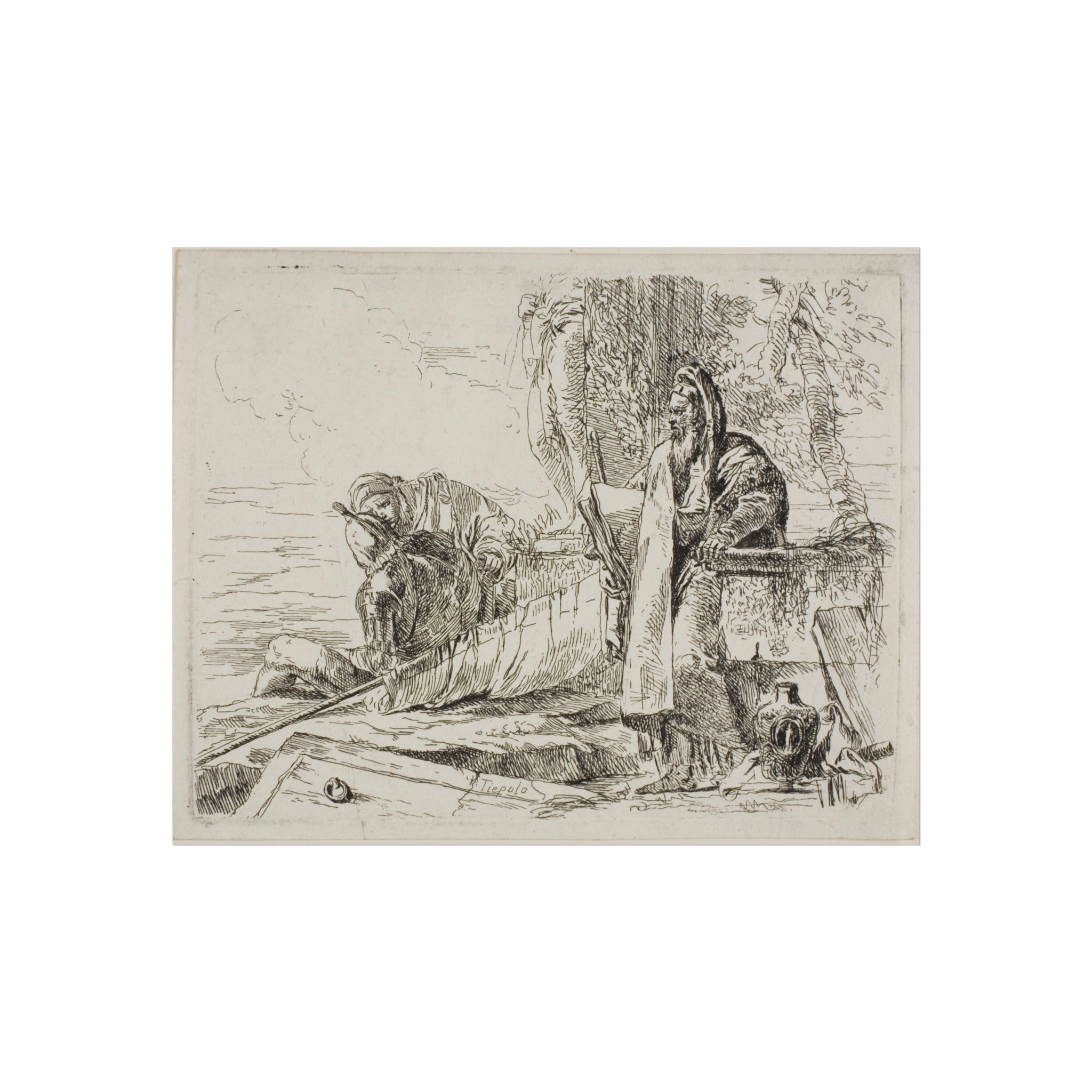 Giovanni Battista Tiepolo - Standing Philosopher and Two Other Figures, from Capricci | Fine Art Poster