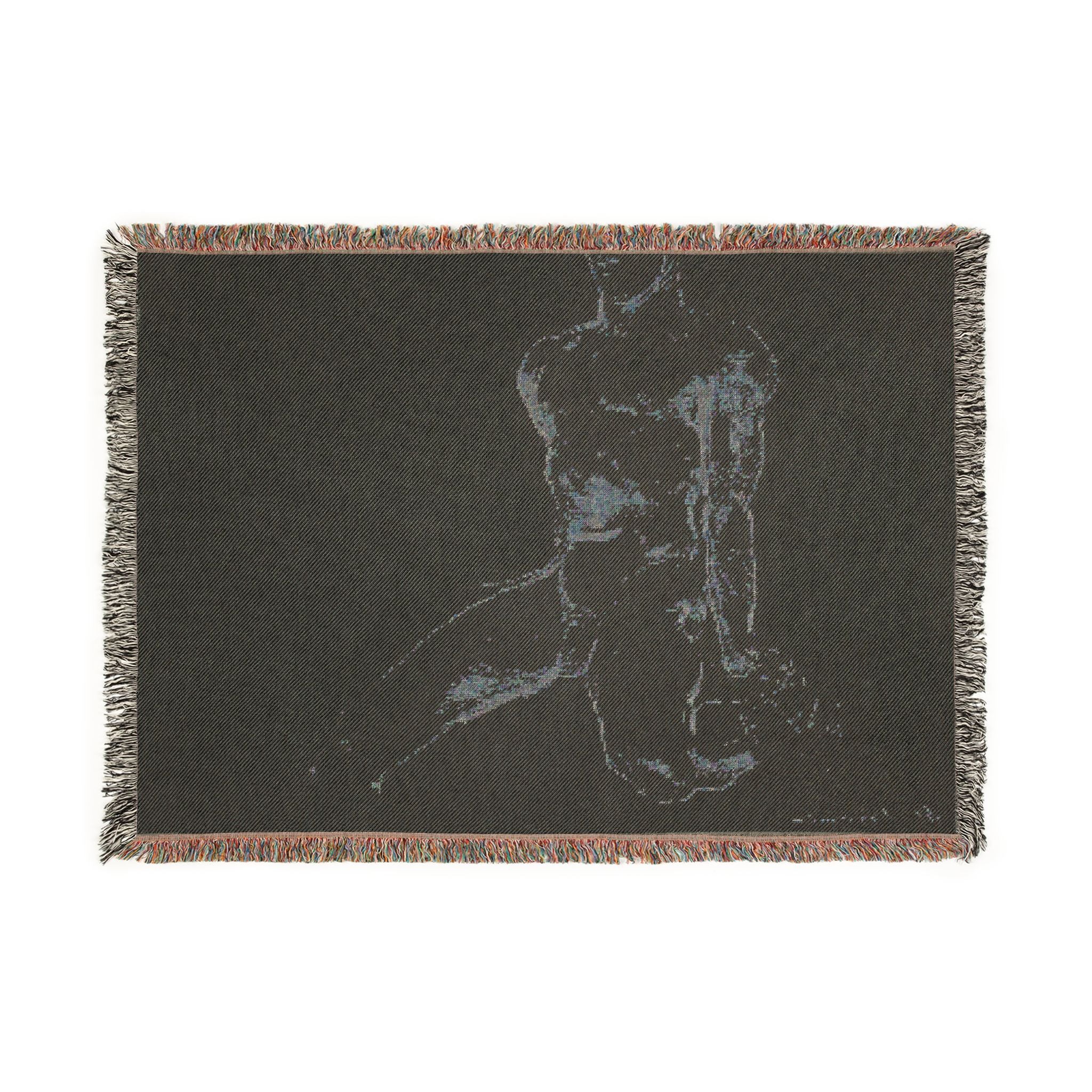 John Singer Sargent - Seated Male Nude with Extended Leg (recto); Sketch of Kneeling Male Nude and Divided Circle (verso | Woven Tapestry Blanket