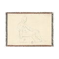 Style of Jacques Louis David - Seated Male Nude | Woven Tapestry Blanket