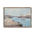 Alfred Sisley - The Seine at Port-Marly, Piles of Sand | Woven Tapestry Blanket
