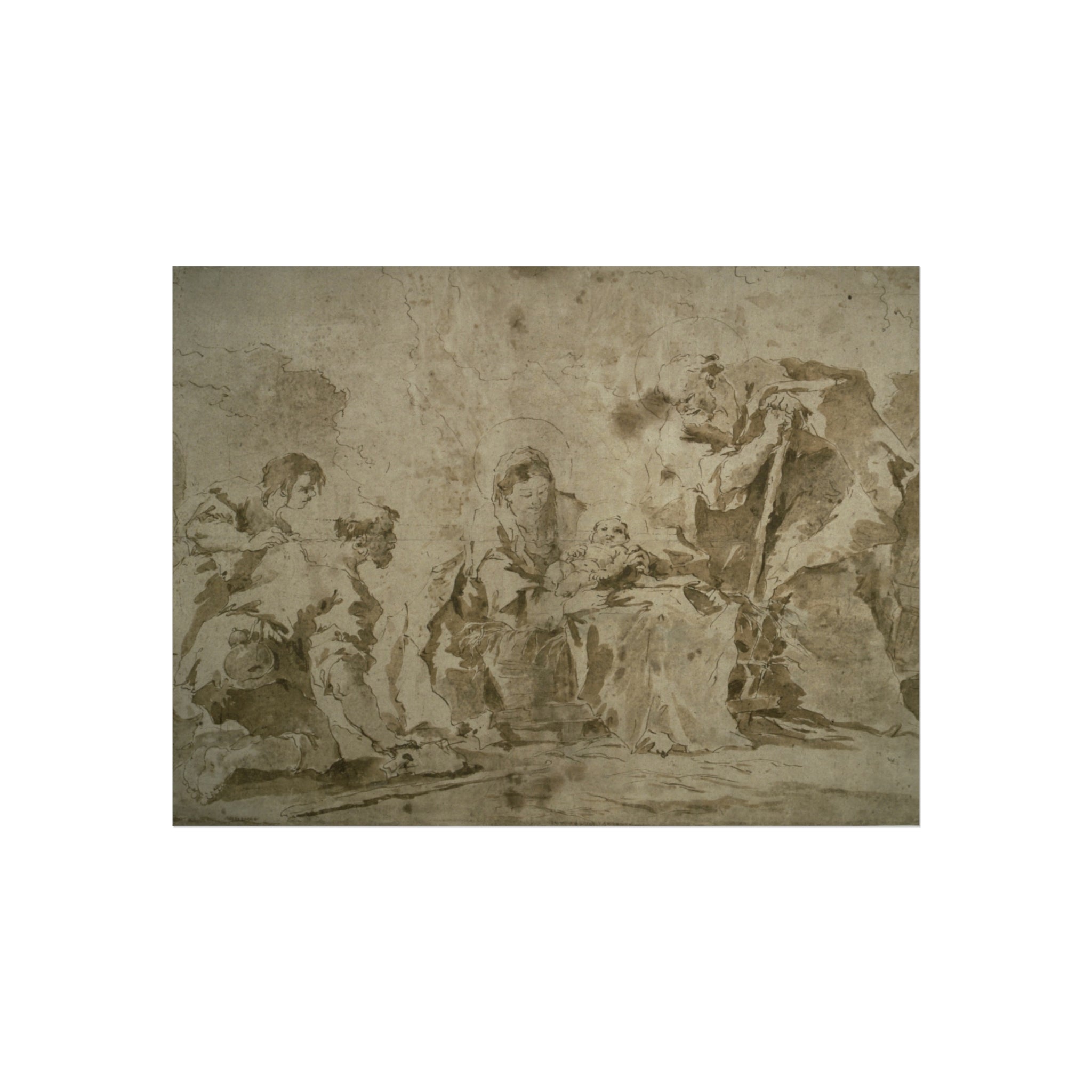 Francesco Guardi - Adoration of the Shepherds (recto); Three Sketches Buildings by Canal with Boats, Landscape with Buld | Fine Art Poster