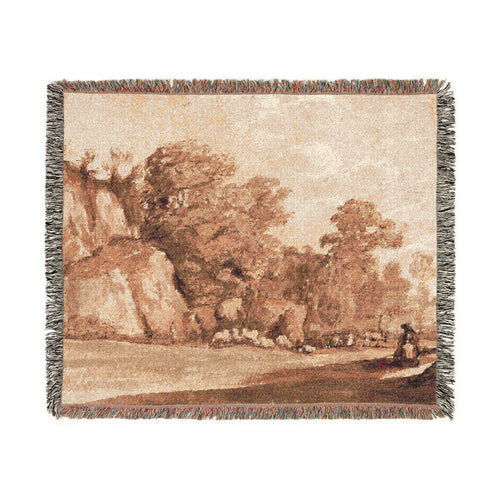A Rocky Hillside Claude Lorrain Tapestry Blanket